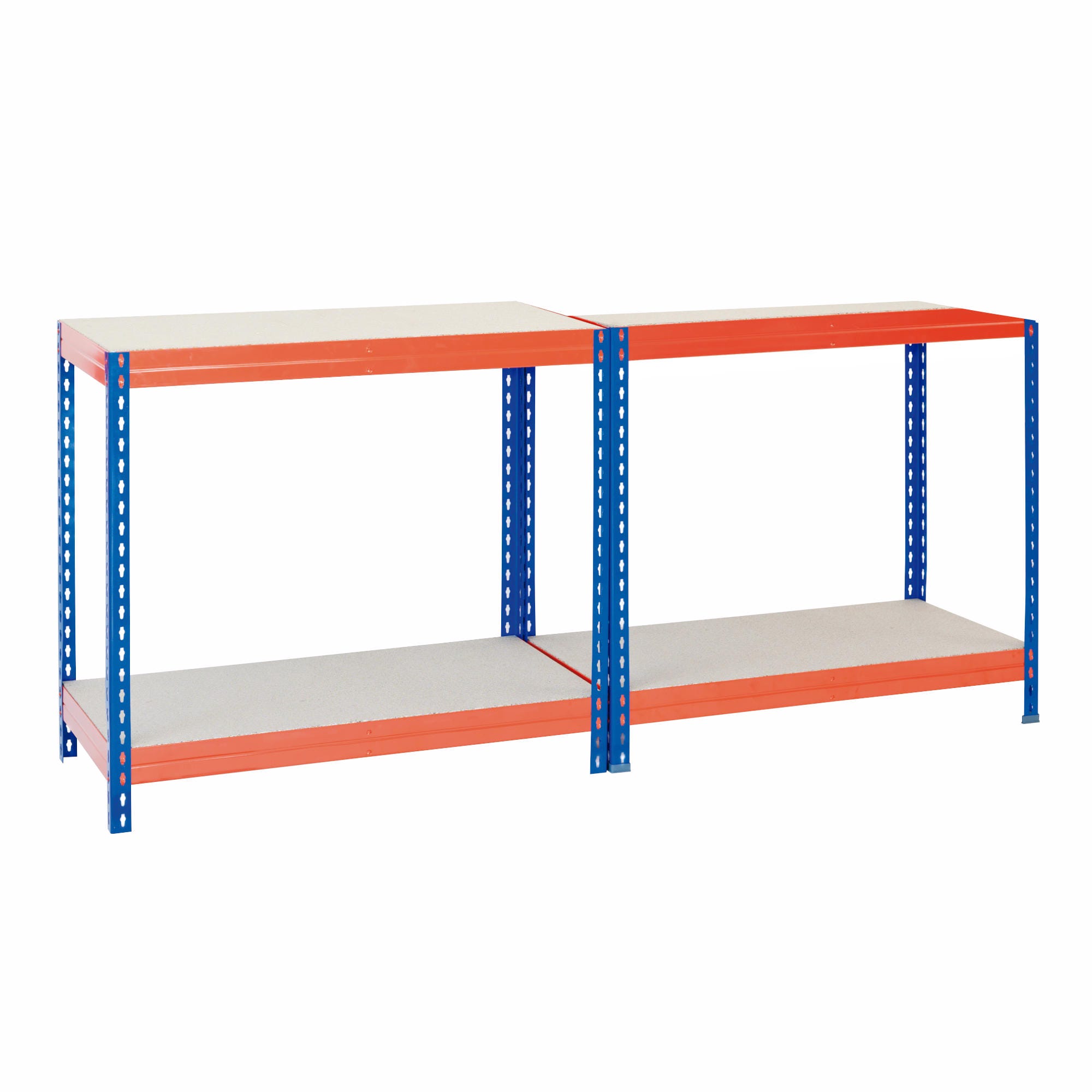 Raft metalic depozitare, Stabil 220, 192 x 120 x 50 cm, portocaliu si albastru, 220 kg/polita