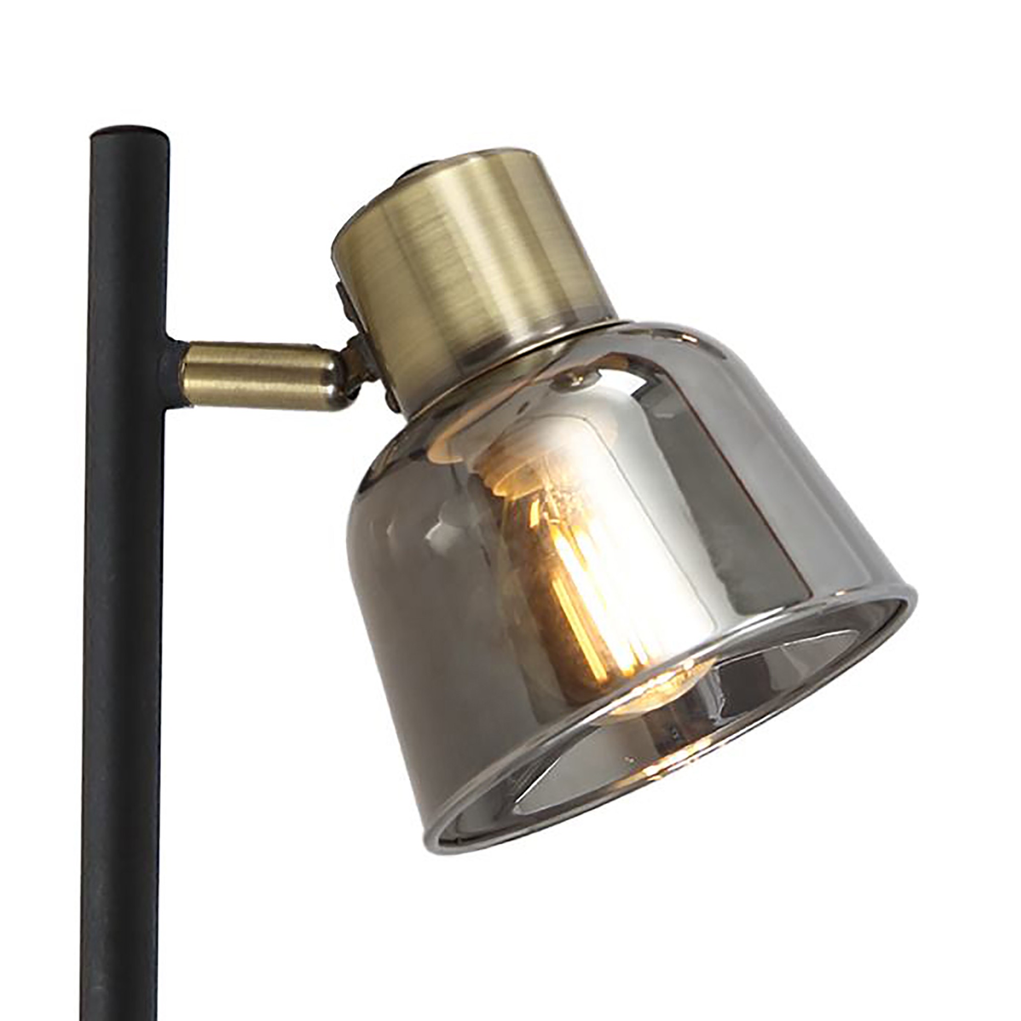 Lampadar Smoky KL107008, 3 x E14, negru + alama antica + fumuriu