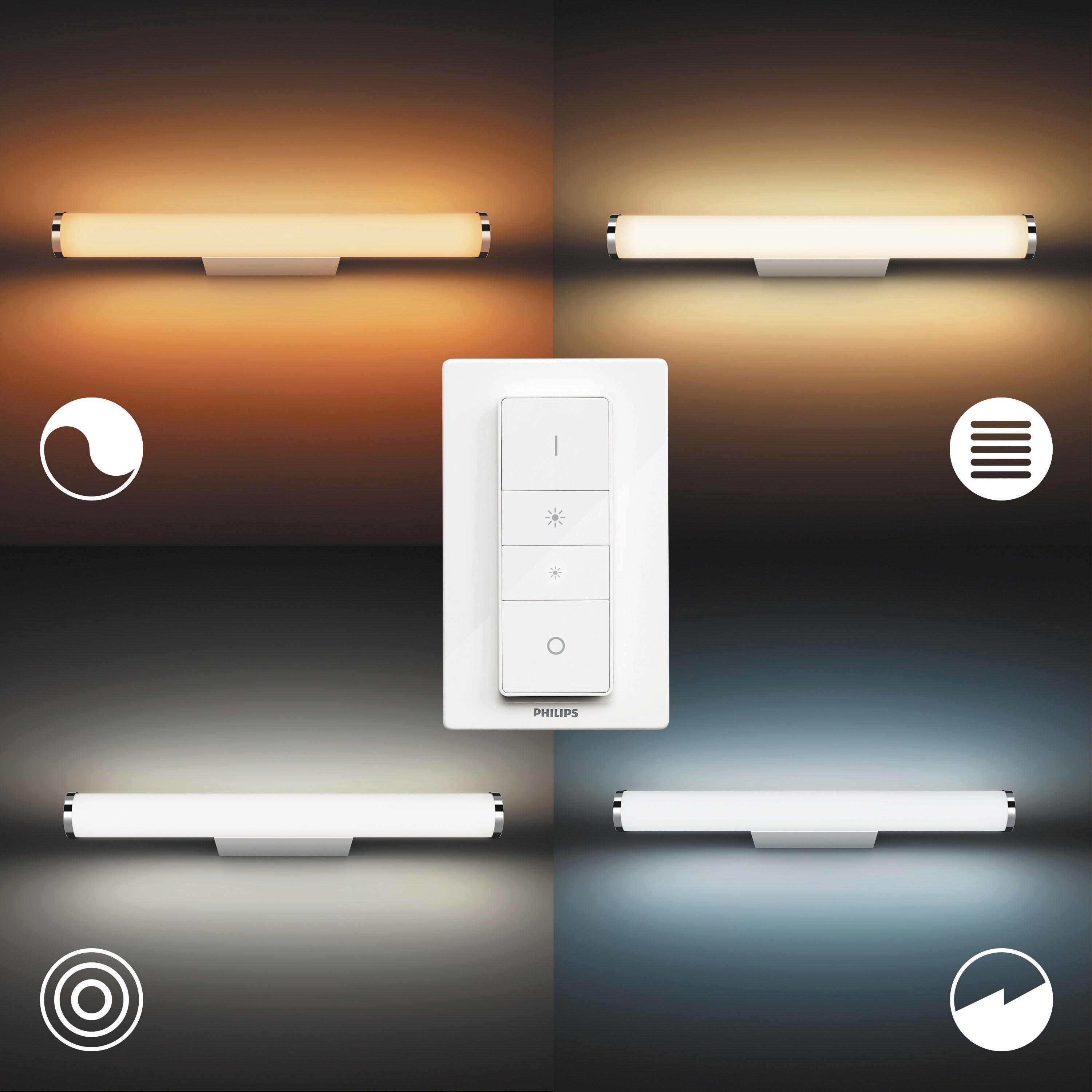 Aplica LED inteligenta Philips Hue Adore 3418331P6, 13W, 1050lm, lumina calda / rece, dimabila, IP44, cromata