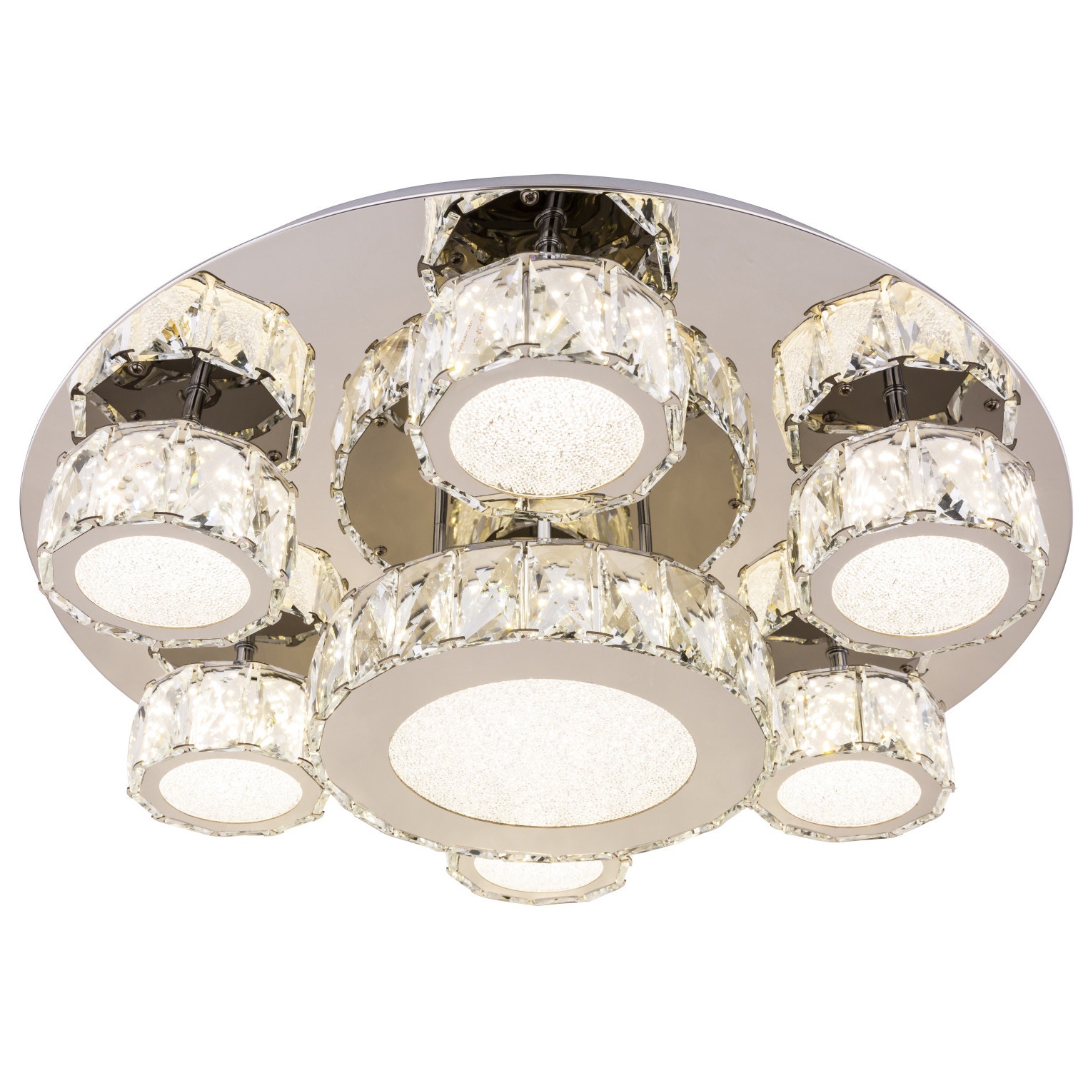 Plafoniera LED Amur 49350-60, 60W, 3560lm, lumina neutra, crom cu decoratiuni transparente