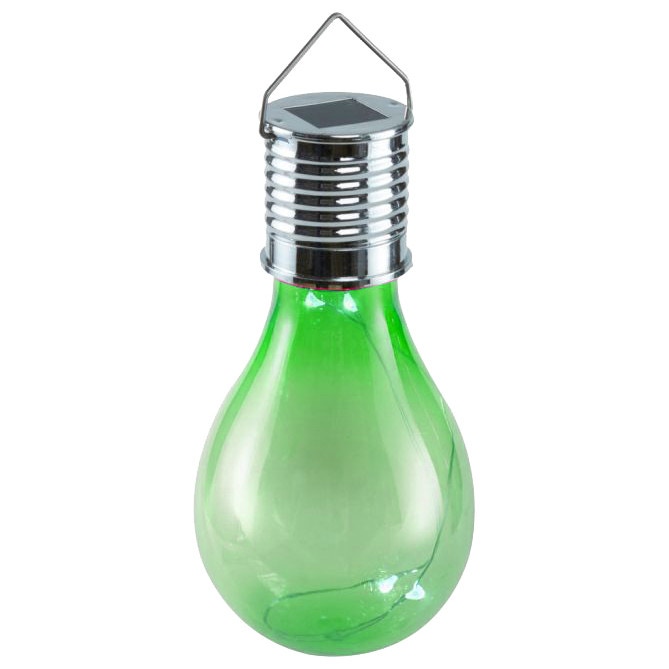 Lampa solara 4 microLED-uri cu lumina calda Hoff, bec, H 17 cm, verde