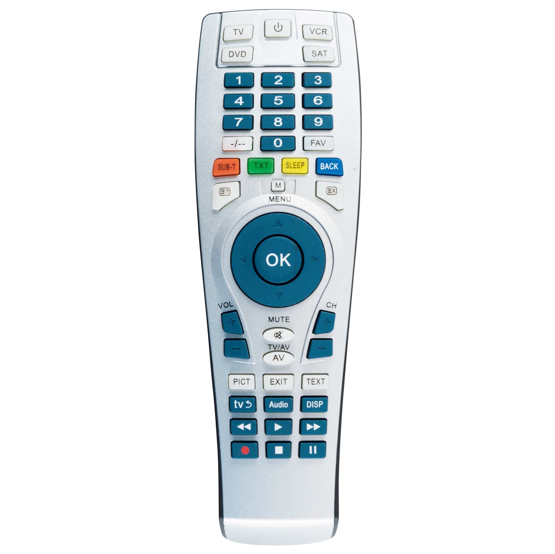 Telecomanda universala 4 in 1 pentru TV, DVD, VCR, SAT, Home URC 22, argintie