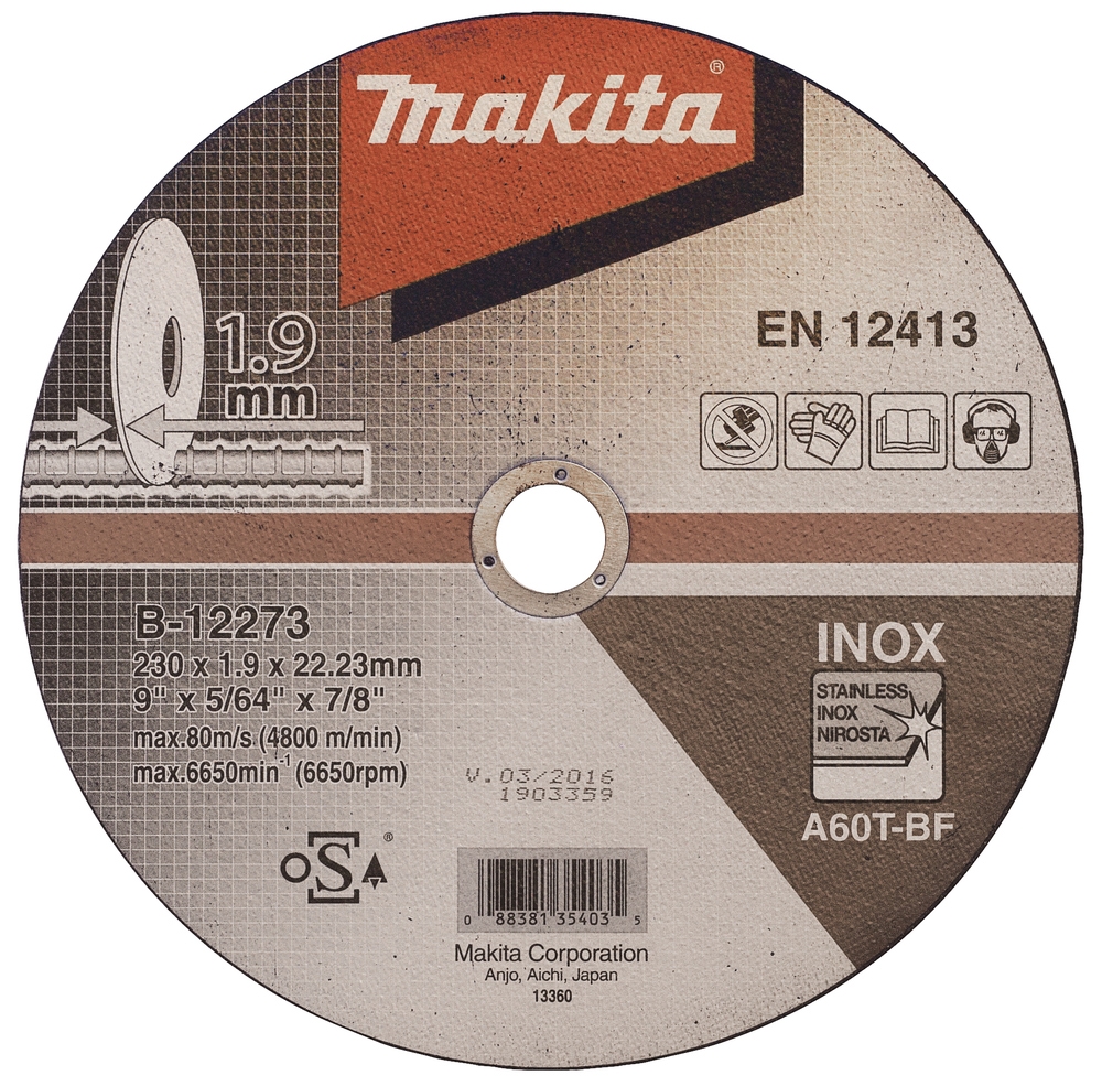 Disc debitare inox, Makita A60T-BF, 230 x 22.23 x 1.9 mm