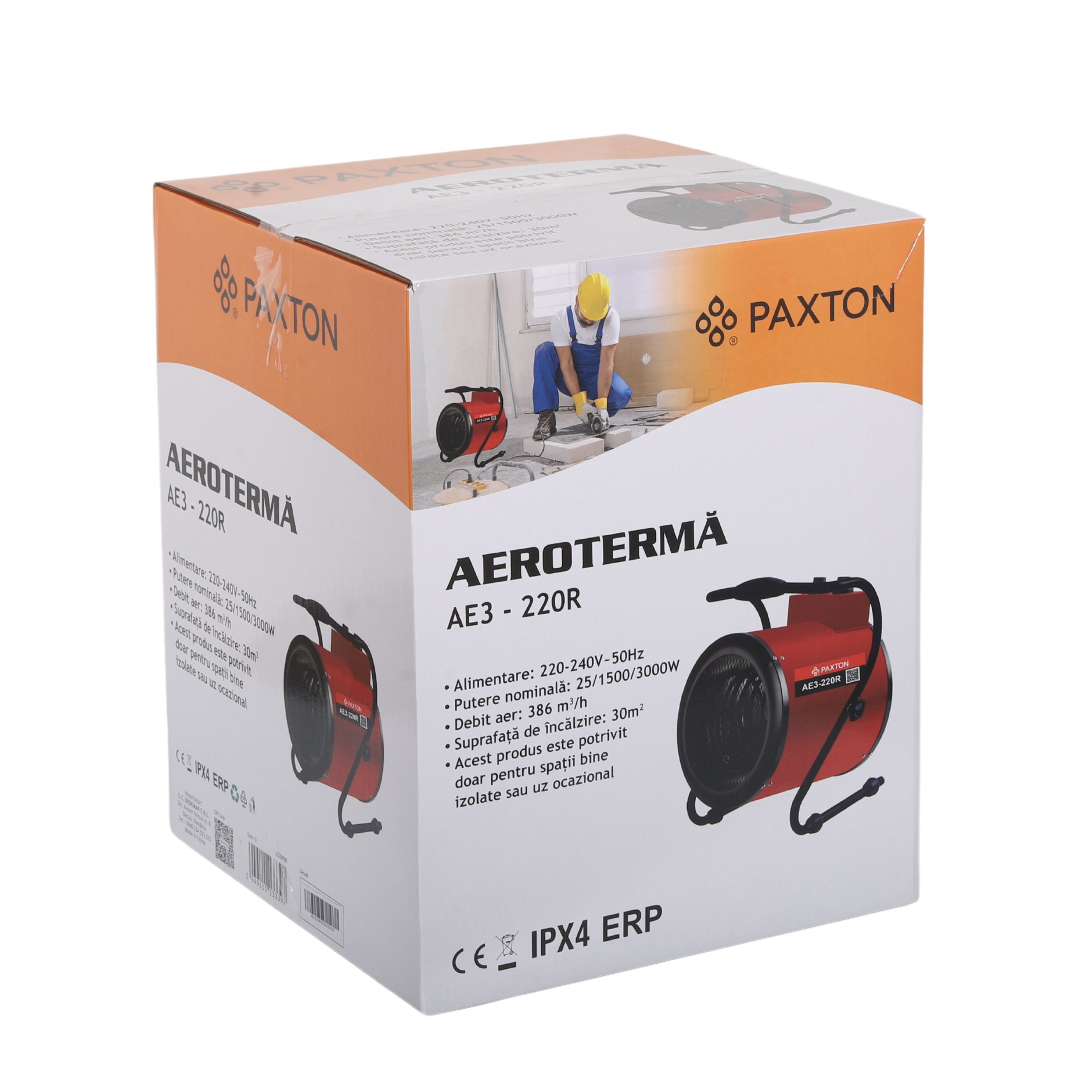 Aeroterma aer cald, electrica, Paxton AE3-220R-C, 3 kW, 220 - 240 V