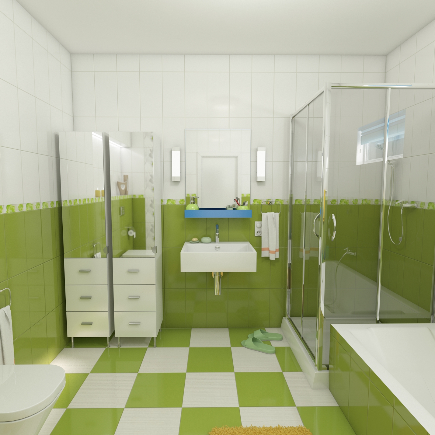 Dulap baie pe sol, 1 usa, cu oglinda si sertare, alb, deschidere stanga / dreapta, 180 x 35 cm