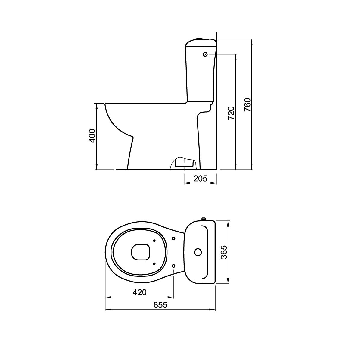 Set vas WC + rezervor + mecanism + capac Roca Canto, 36.5 x 76 x 65.5 cm