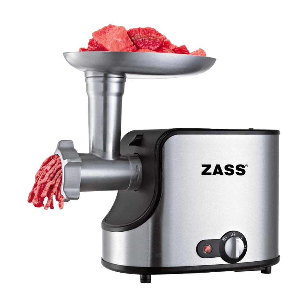 Masina de tocat carne, electrica, Zass ZMG 06, functie Reverse, 1.4 kg/min, 1600 W, gri cu negru