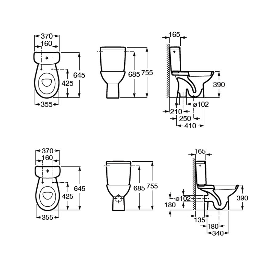 Set vas WC + rezervor + mecanism + capac Roca Adele A34P195000, din portelan, 35.5 x 75.5 x 64.5