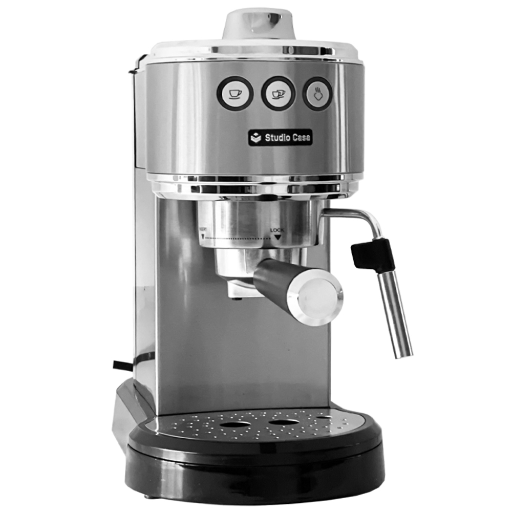 Espressor cafea Studio Casa Senso SC2132, cafea macinata, 15 bar, 1350 W, capacitate 1 litru, functie de spumare lapte, functie ajustare nivel aburi, argintiu