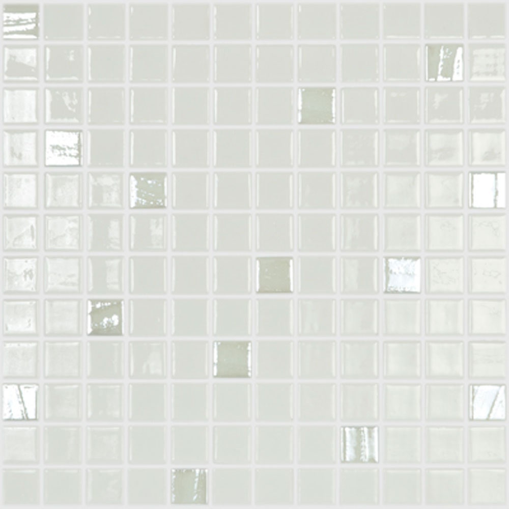 Mozaic din sticla 100/710, mix alb + argintiu, interior / exterior, 31.7 x 31.7 cm
