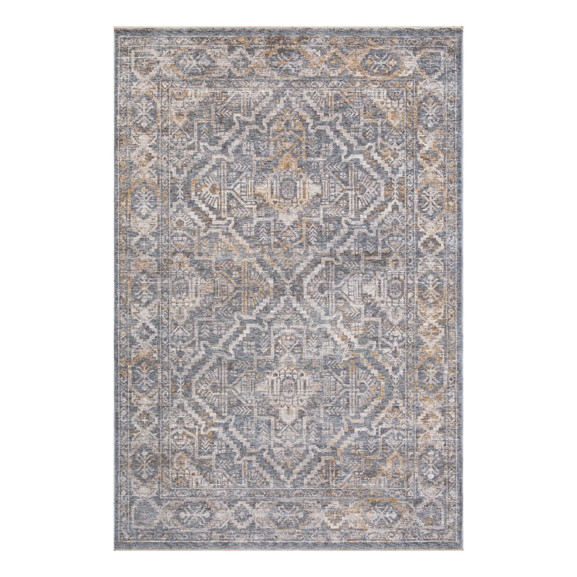 Covor living / dormitor Oriental Weavers Maharaja B 4929/NJ1, 80 x 150 cm, poliester, gri + maro, dreptunghiular