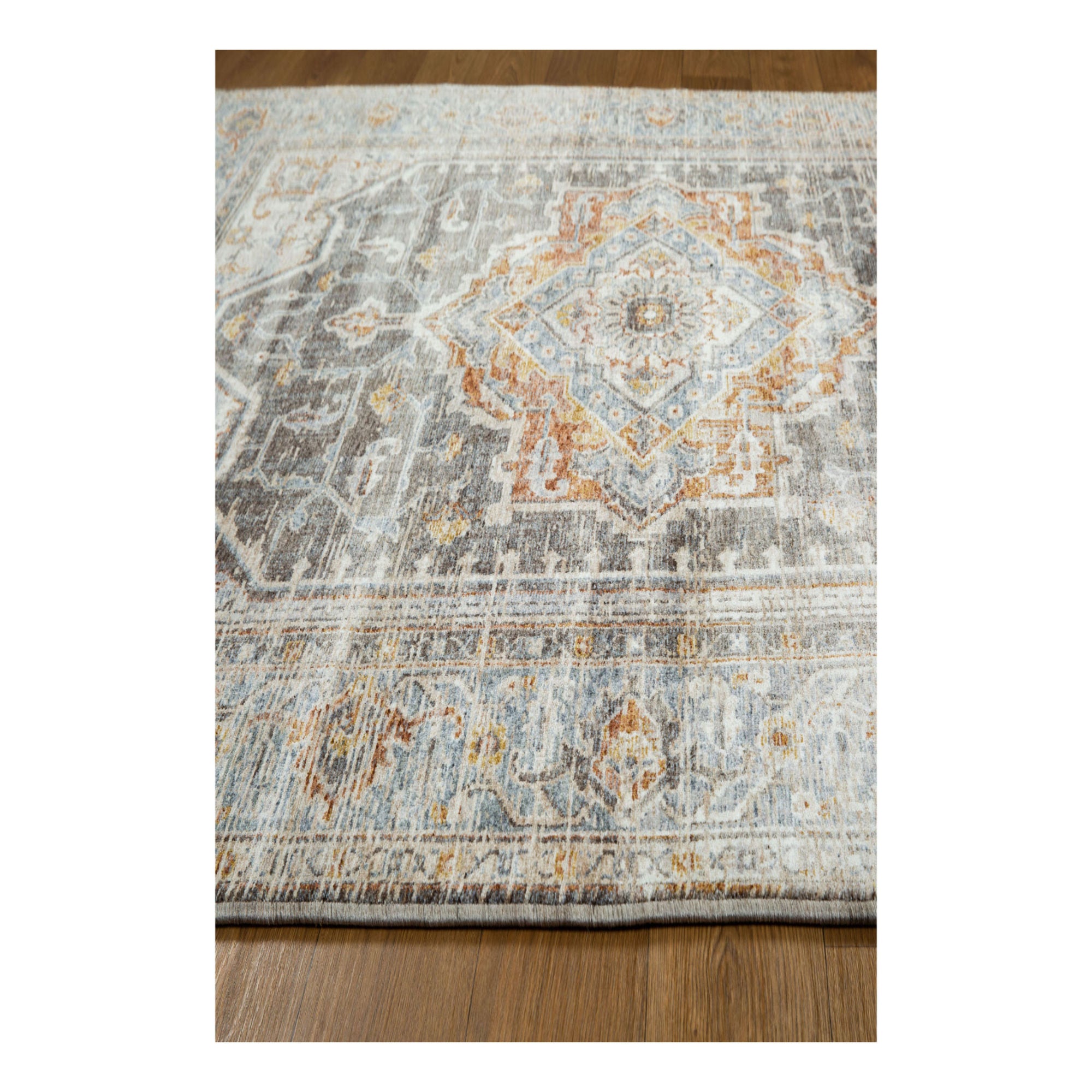 Covor living / dormitor Oriental Weavers Maharaja X 1803/NJ1, 80 x 150 cm, poliester, gri + maro, dreptunghiular