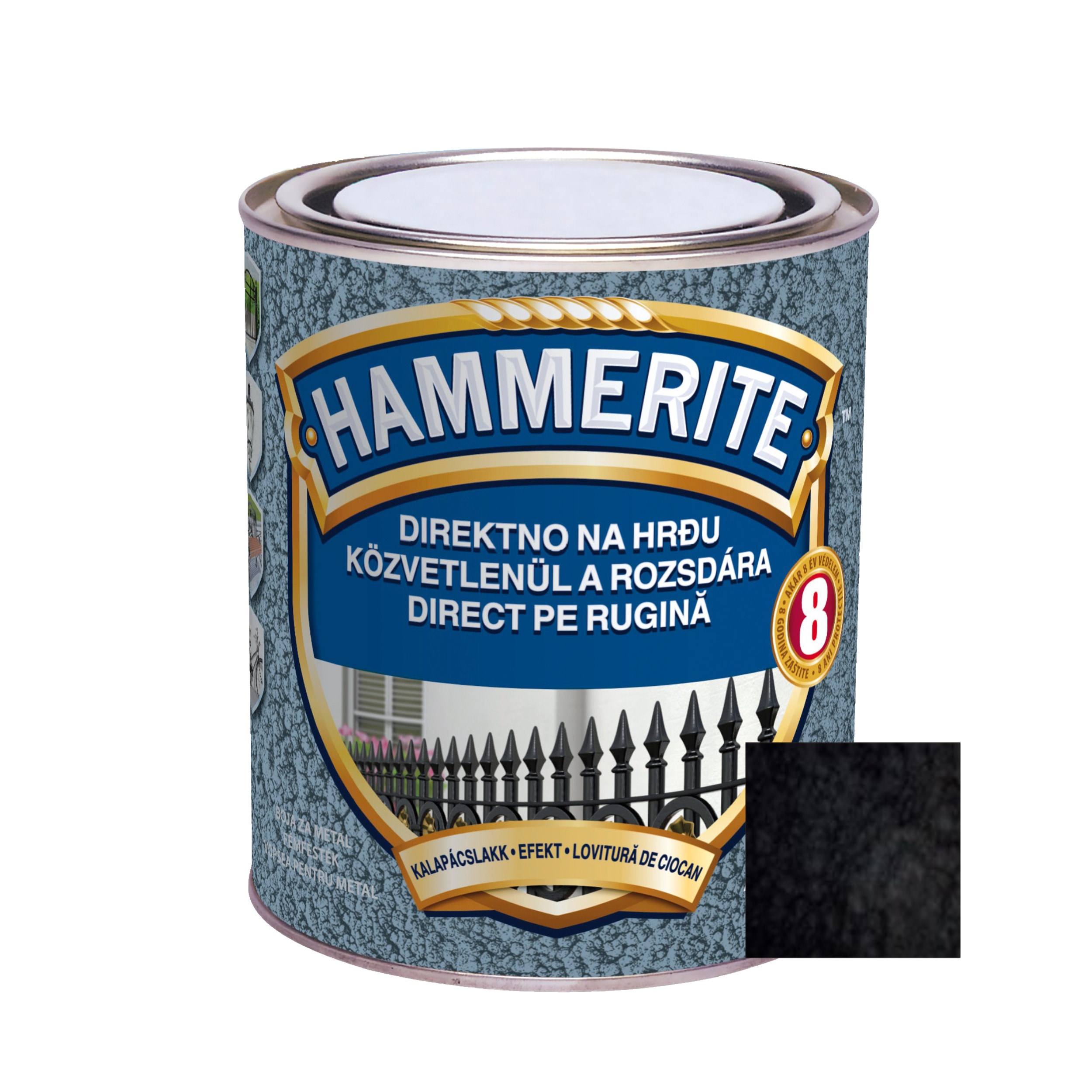 Vopsea alchidica pentru metal Hammerite - lovitura de ciocan, interior / exterior, negru, 0.75 L