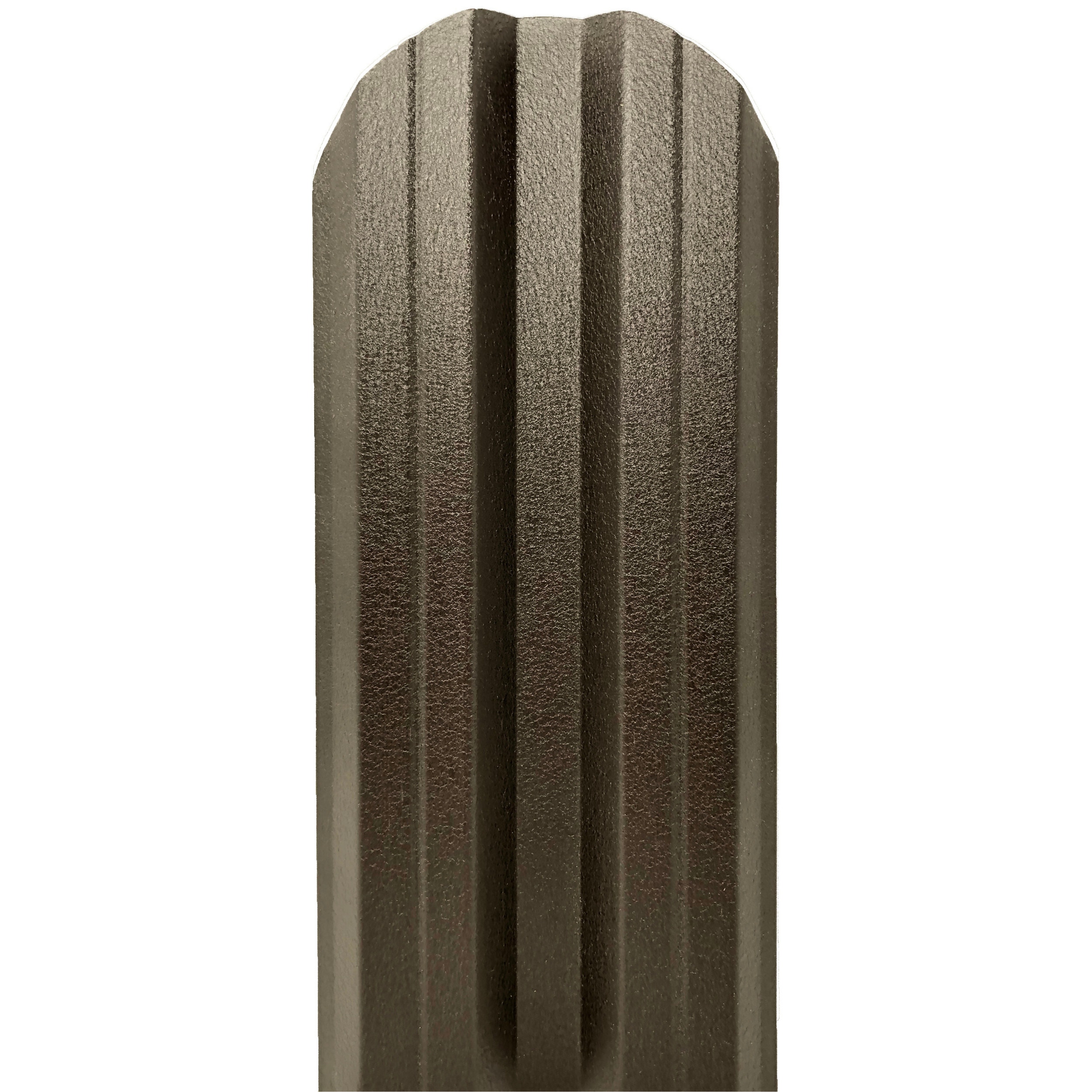 Sipca metalica cutata pentru gard, maro inchis / RAL 8019, 1200 x 115 x 0.45 mm, set 25 bucati + 50 bucati surub autoforant