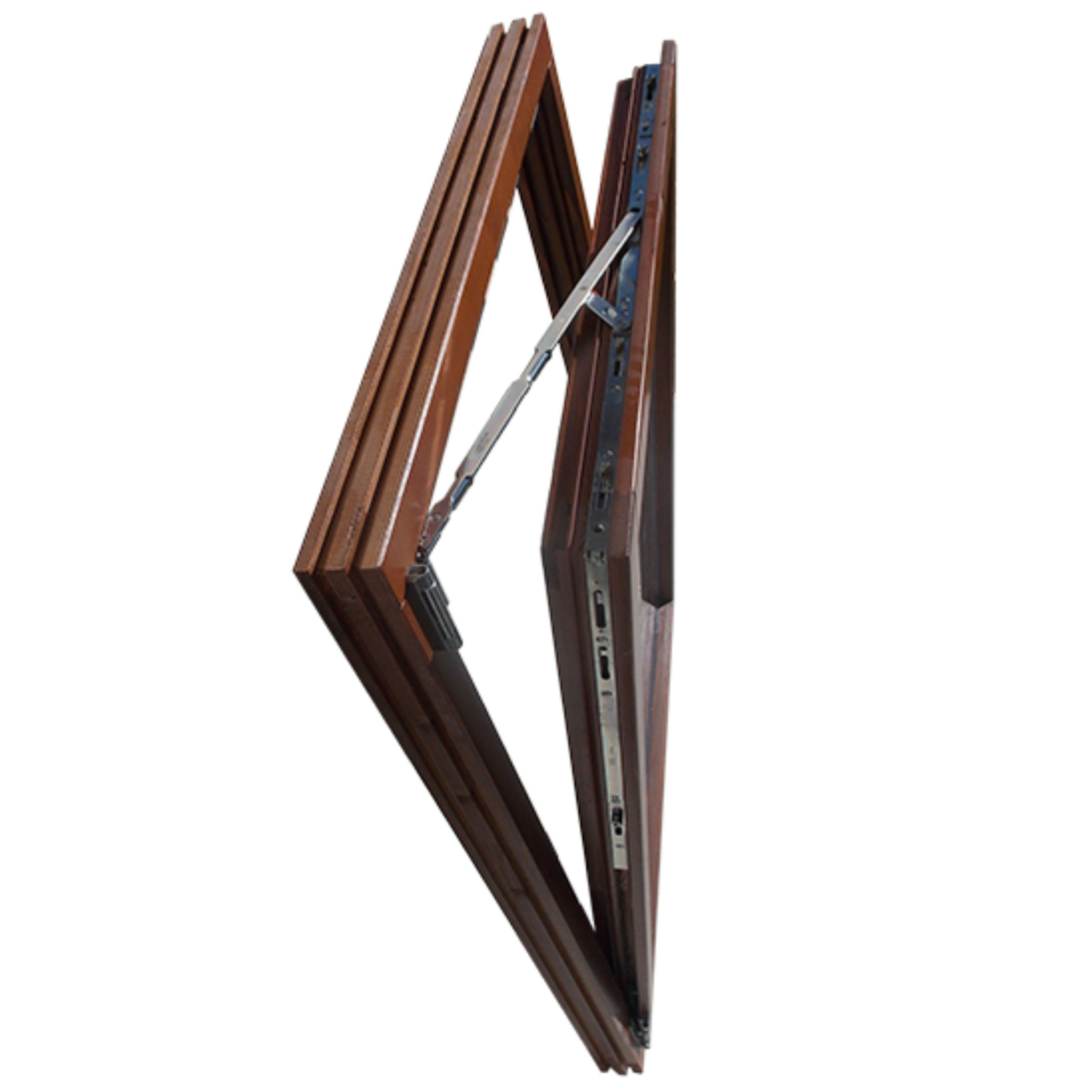 Fereastra lemn termopan, Kobezol, nuc, 88 x 118 cm, dubla deschidere, stanga