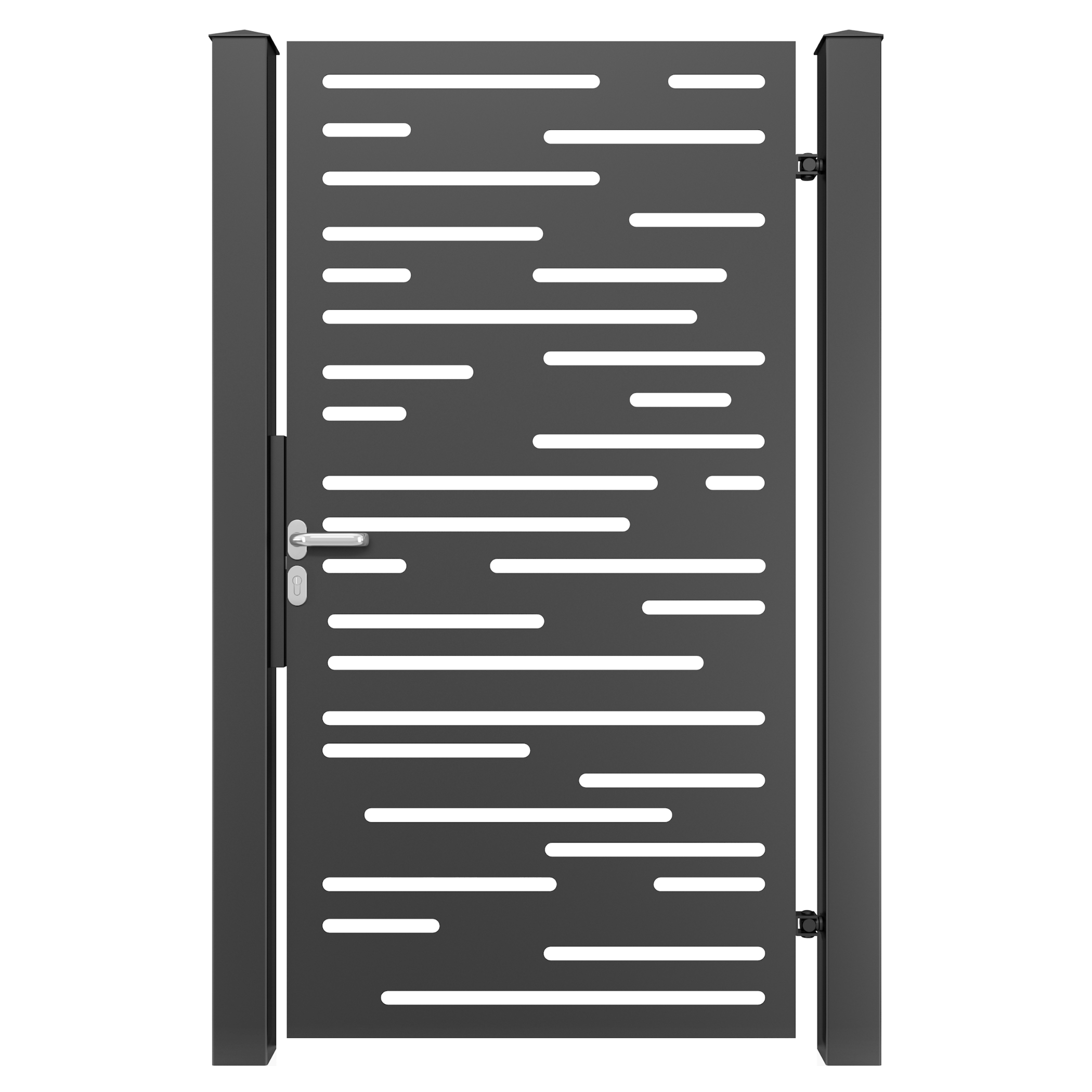 Poarta metalica pietonala aluminiu, din tabla decupata, PP31-R, dreapta, negru (RAL 9005), 910 x 1800 mm