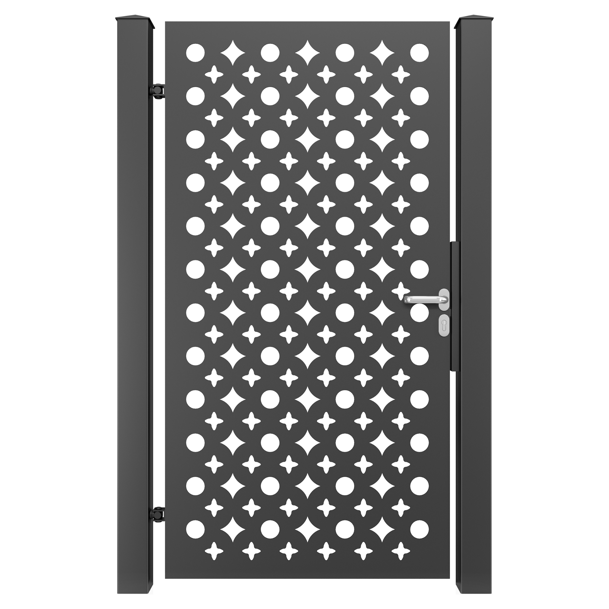 Poarta metalica pietonala aluminiu, din tabla decupata, PP40-L, stanga, negru (RAL 9005), 910 x 1800 mm