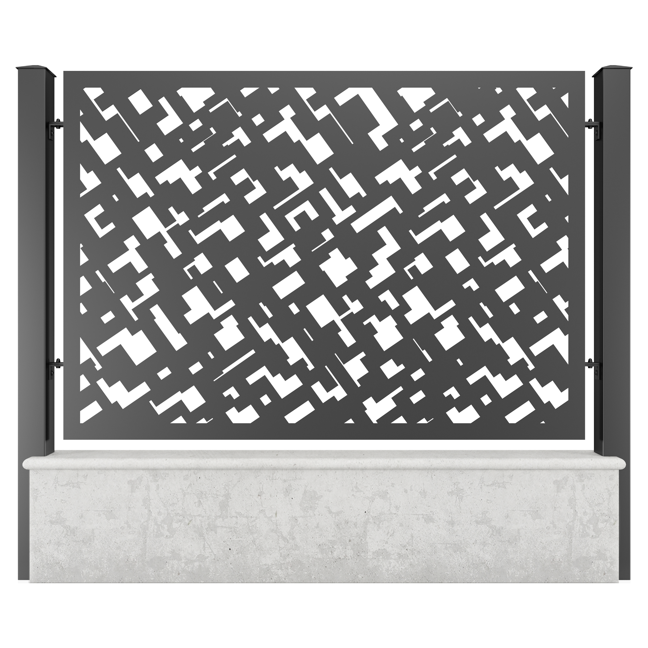 Panou gard aluminiu, din tabla decupata, G24B, negru (RAL 9005), 2000 x 1500 mm