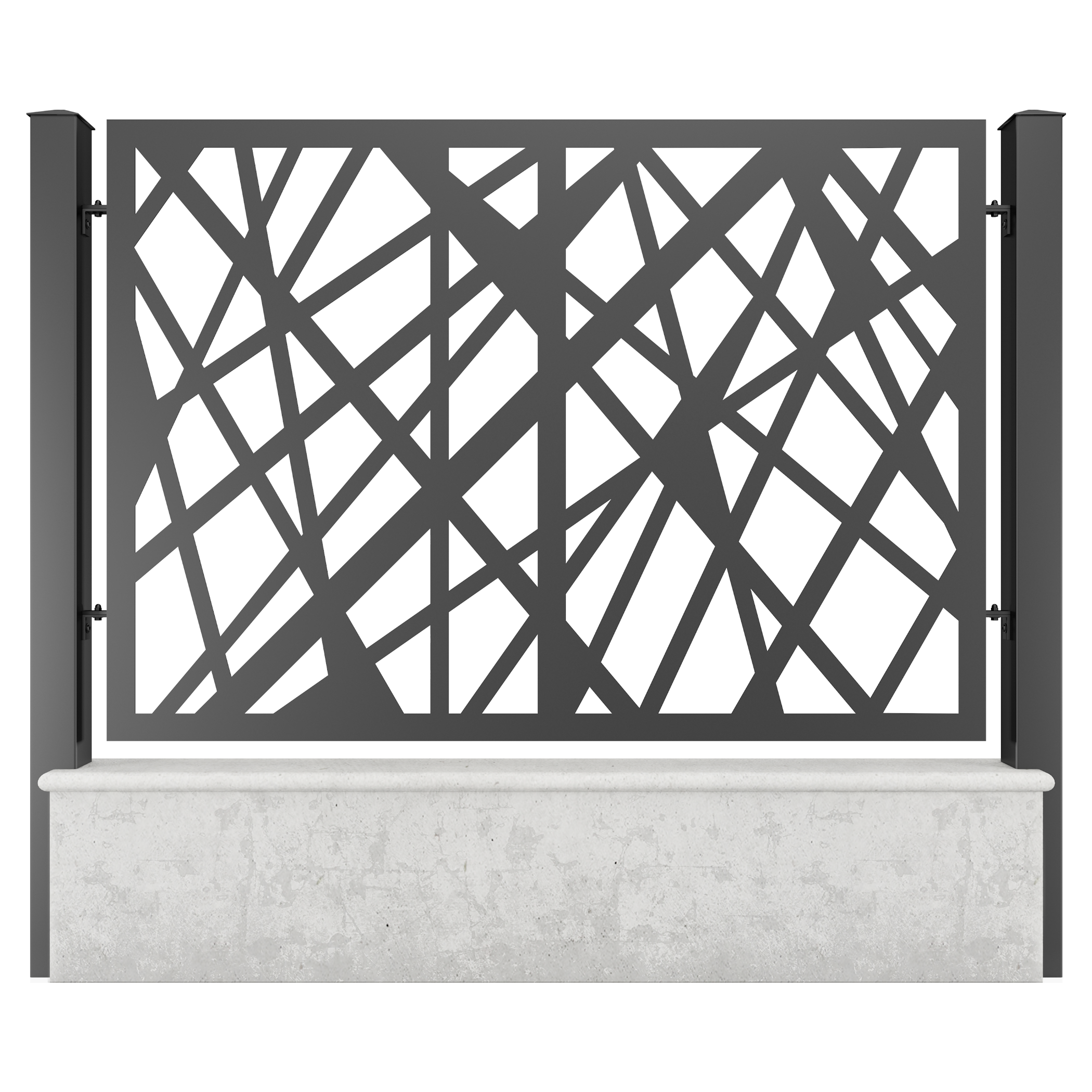 Panou gard aluminiu, din tabla decupata, G30B, negru (RAL 9005), 2000 x 1500 mm