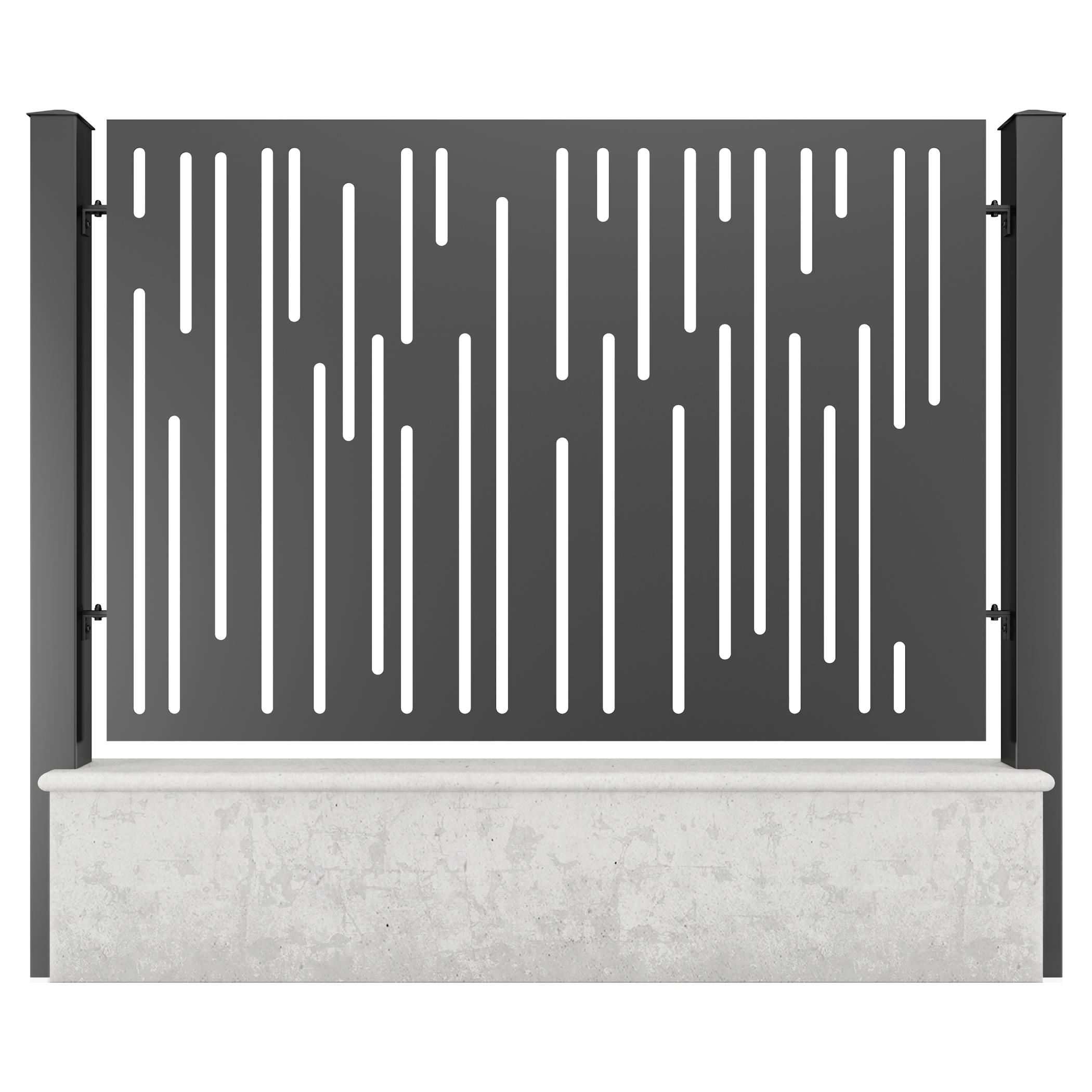 Panou gard aluminiu, din tabla decupata, G32B, negru (RAL 9005), 2000 x 1500 mm