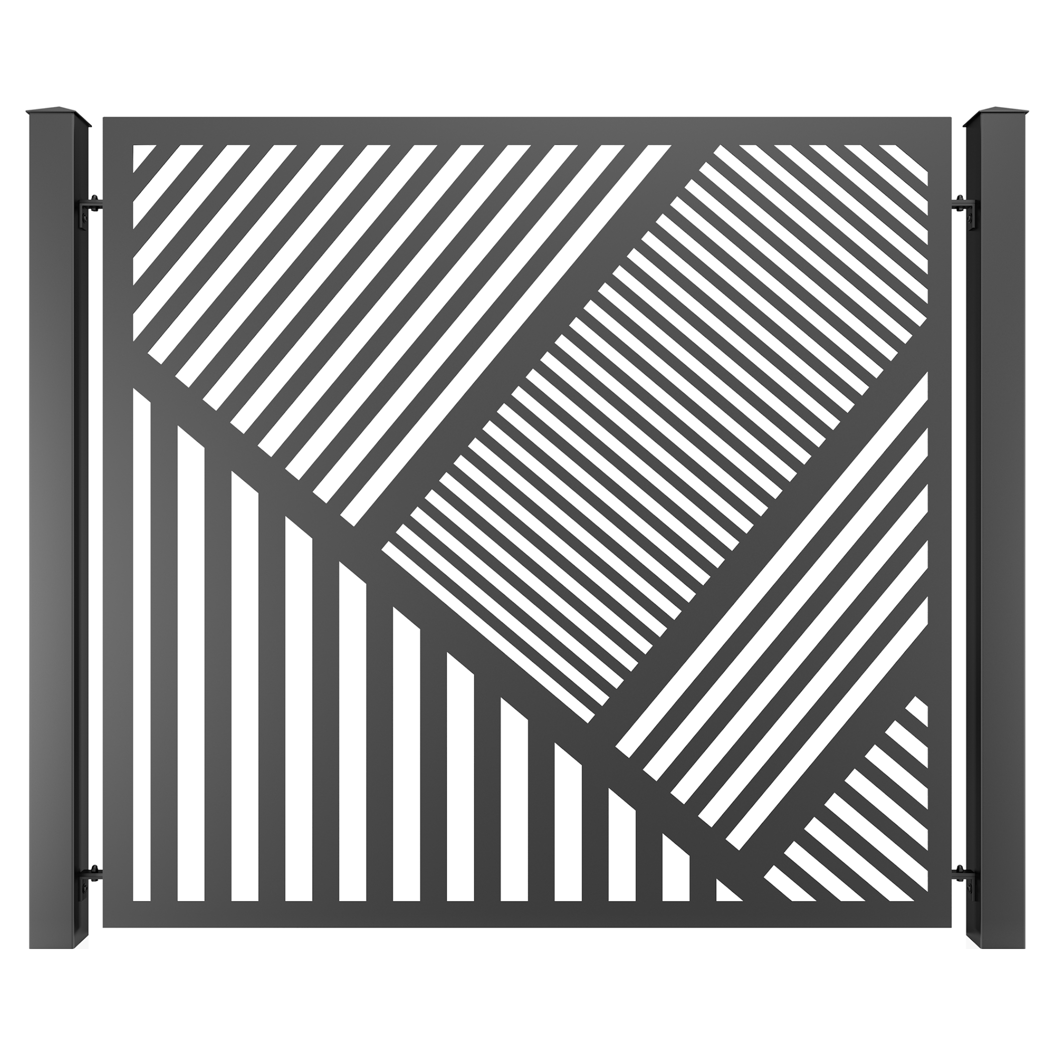 Panou gard aluminiu, din tabla decupata, G27C, negru (RAL 9005), 1960 x 1800 mm