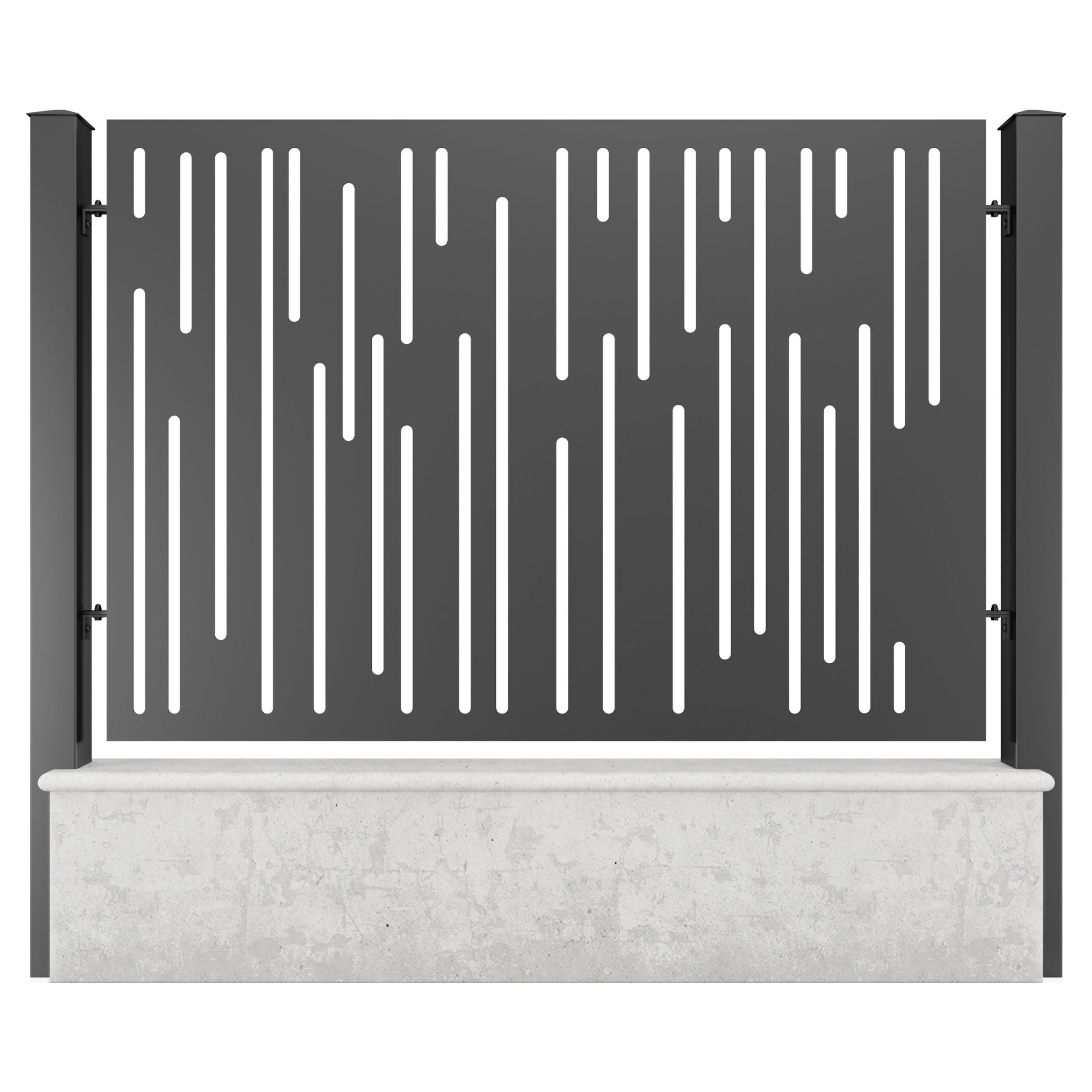Panou metalic gard din tabla decupata G32A, otel, negru (RAL 9005), 2000 x 1100 mm