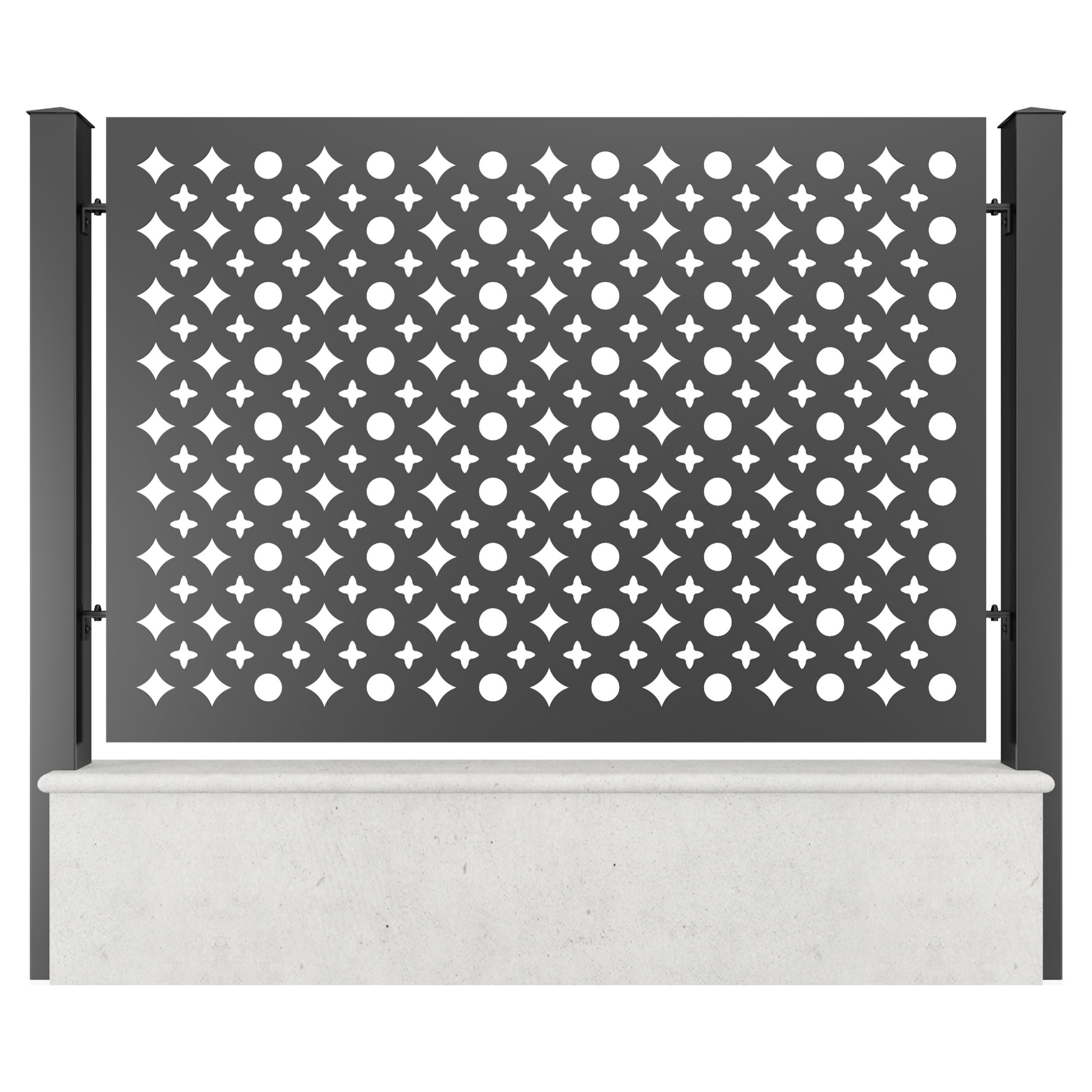 Panou metalic gard din tabla decupata G40A, otel, negru (RAL 9005), 2000 x 1100 mm