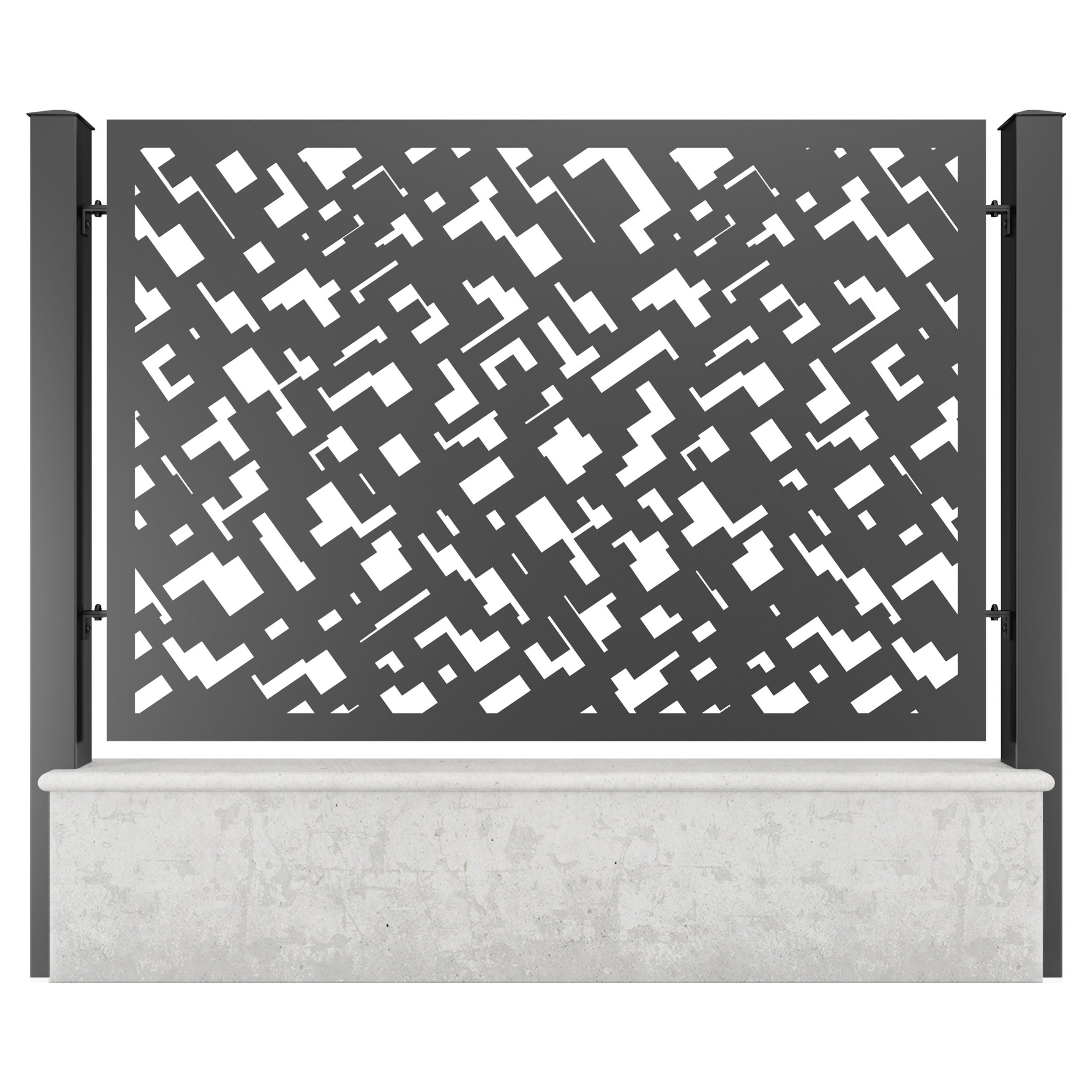 Panou metalic gard din tabla decupata G24B, otel, negru (RAL 9005), 2000 x 1500 mm