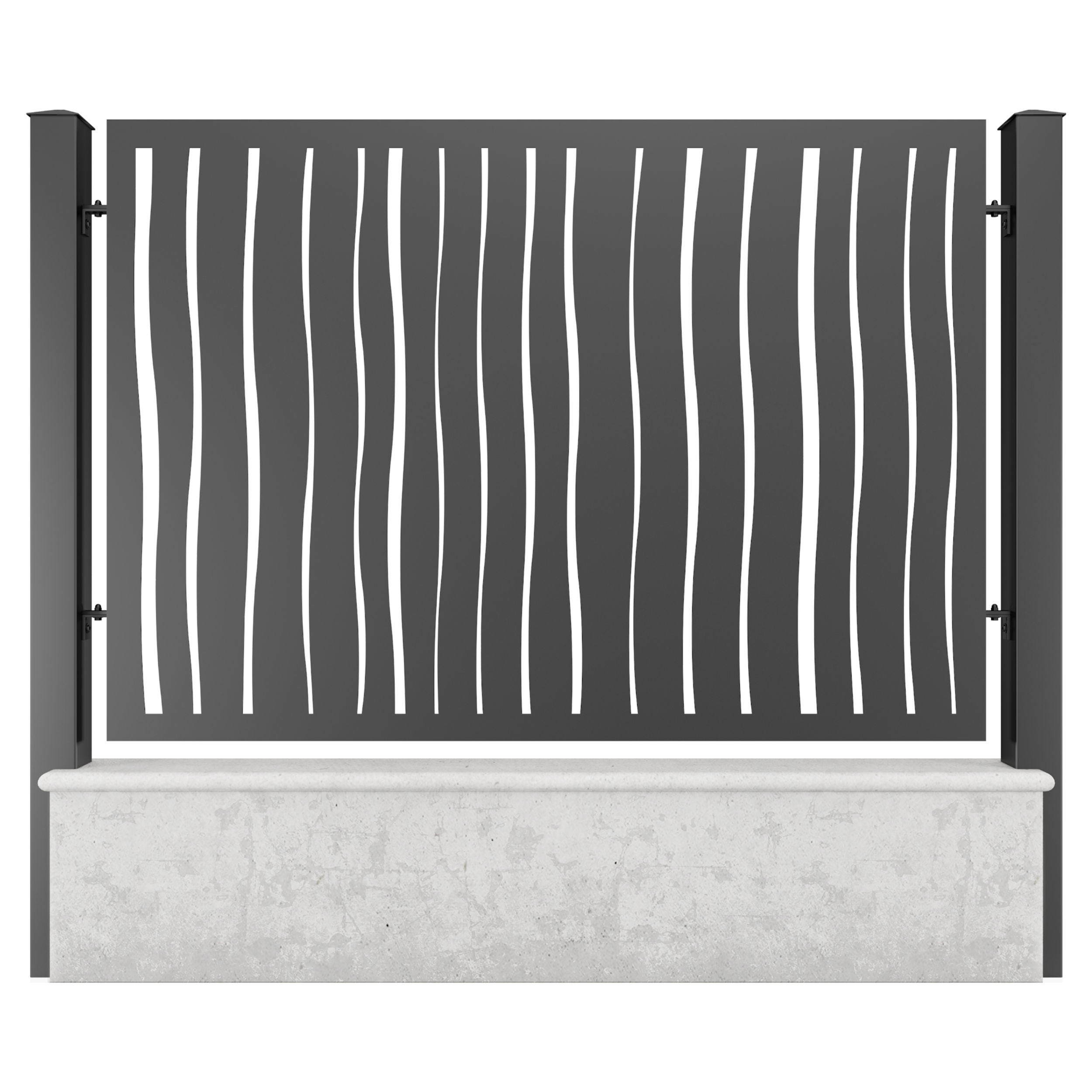 Panou metalic gard din tabla decupata G26B, otel, negru (RAL 9005), 2000 x 1500 mm