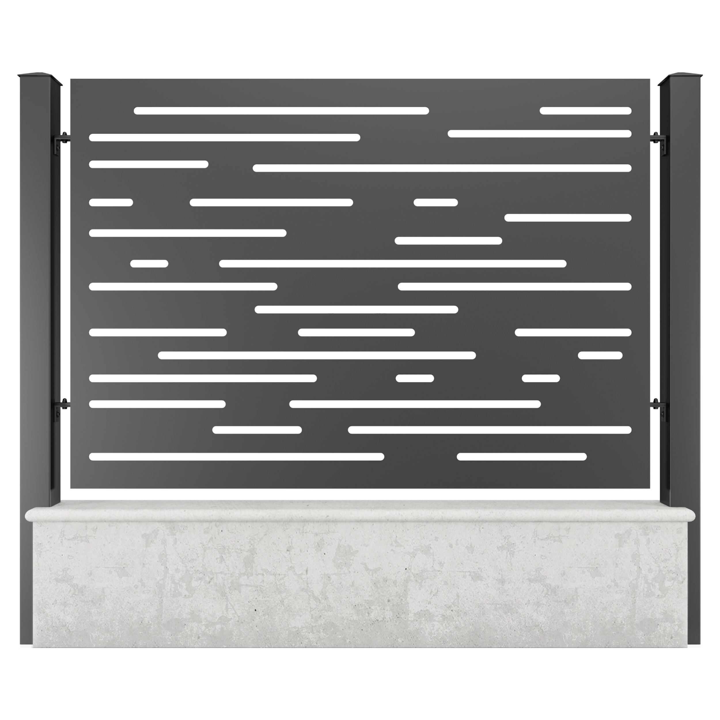 Panou metalic gard din tabla decupata G31B, otel, negru (RAL 9005), 2000 x 1500 mm