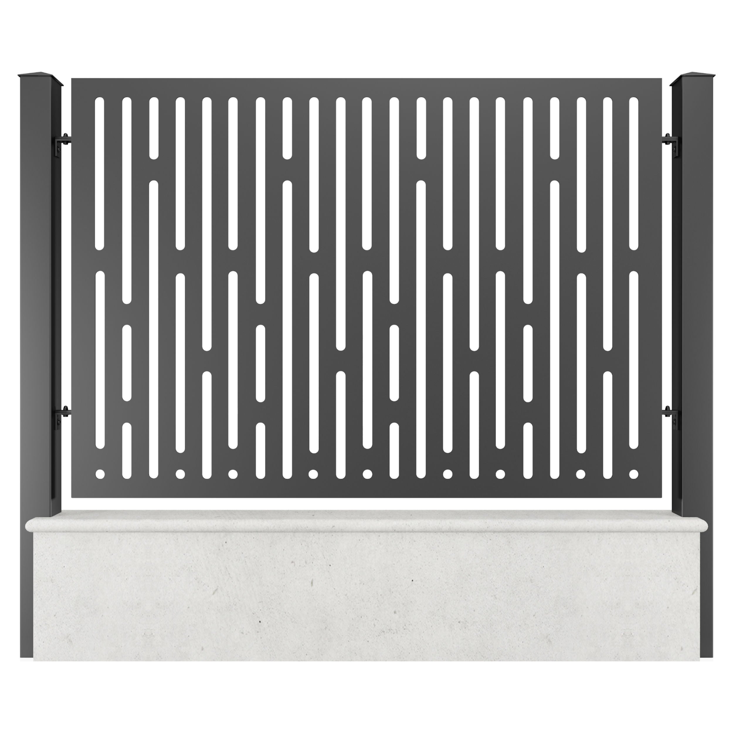 Panou metalic gard din tabla decupata G36B, otel, negru (RAL 9005), 2000 x 1500 mm