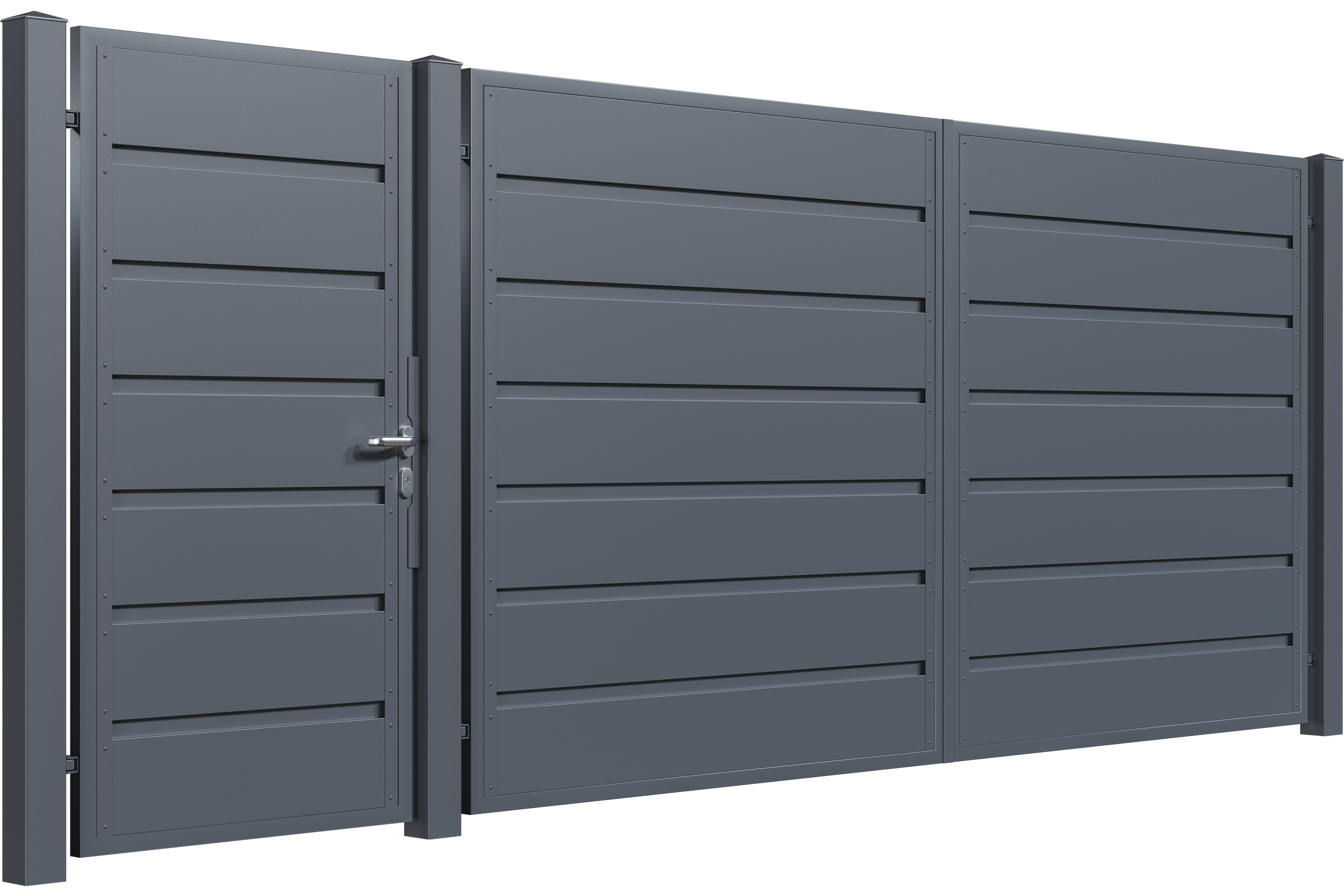 Ansamblu de porti metalice M62, tabla zincata, neagra, 4280 x 1800 mm