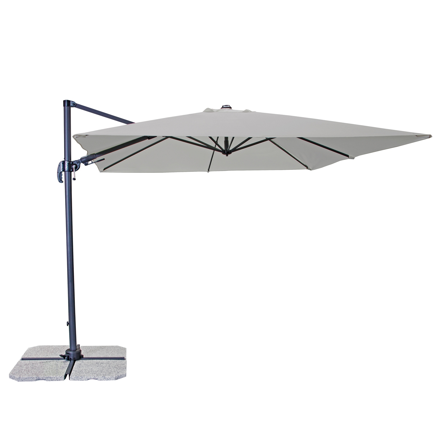 Umbrela soare, pentru terasa, Ravena, patrata, structura aluminiu-cantilever, gri deschis, 275 x 275 cm