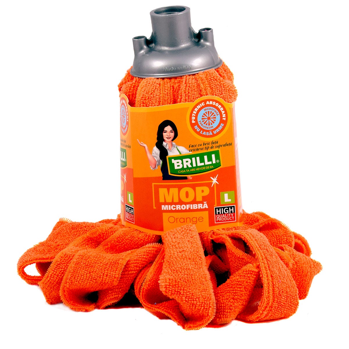 Rezerva mop microfibra Brilli, marimea L, orange
