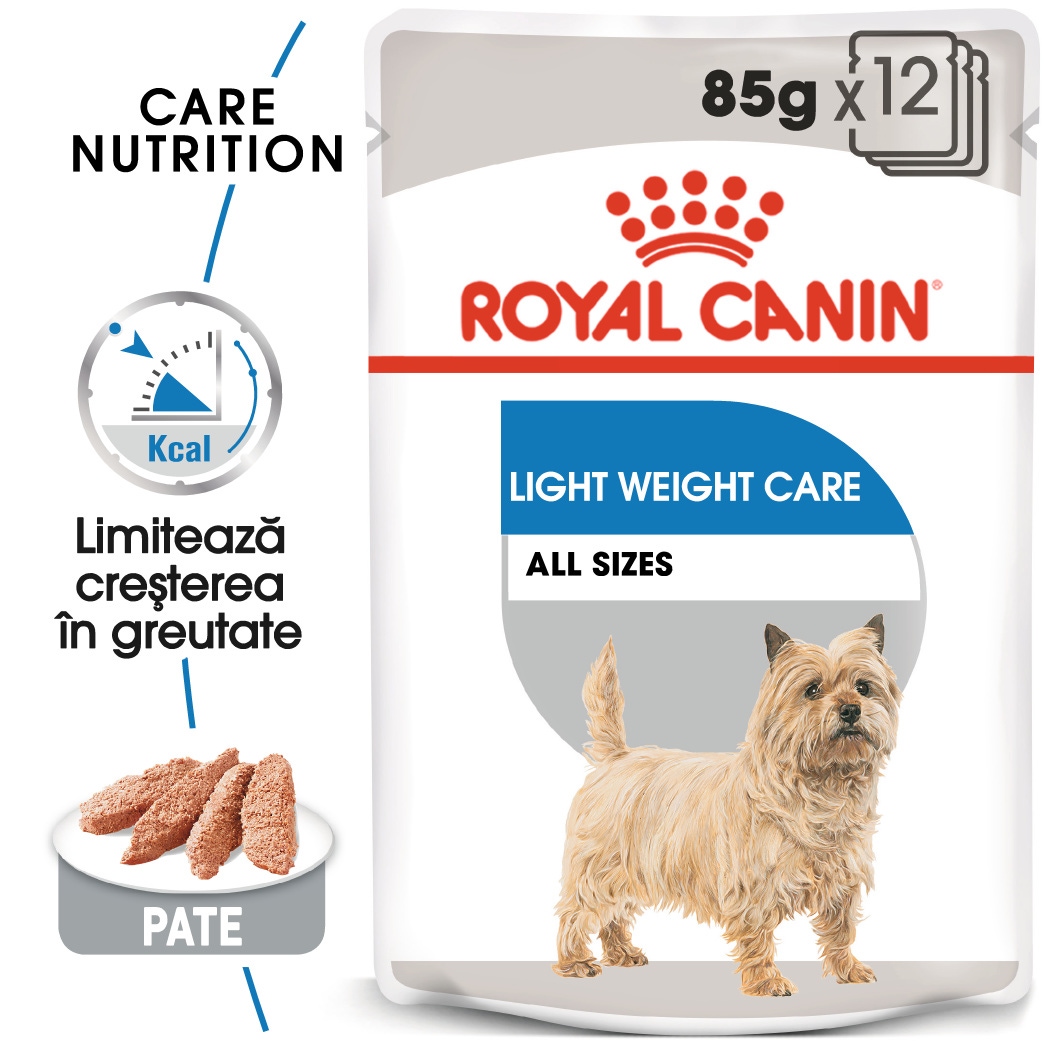Hrana umeda caine Royal Canin Light Weight Care Adult, limitarea cresterii in greutate, pate, 85 g