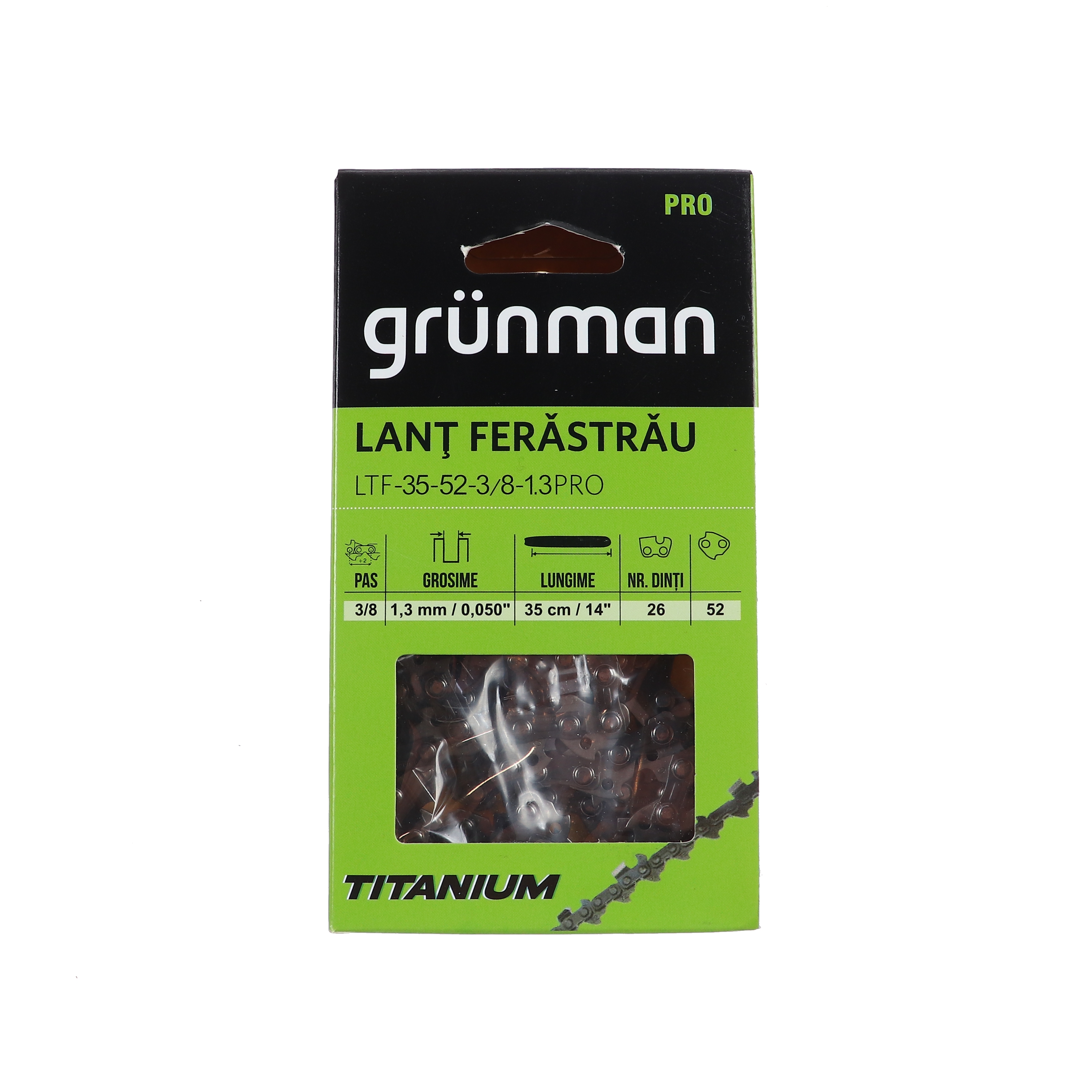 Lant drujba / motofierastrau Grunman, 26 dinti, titan, 35 cm, 3/8, 1.3 mm