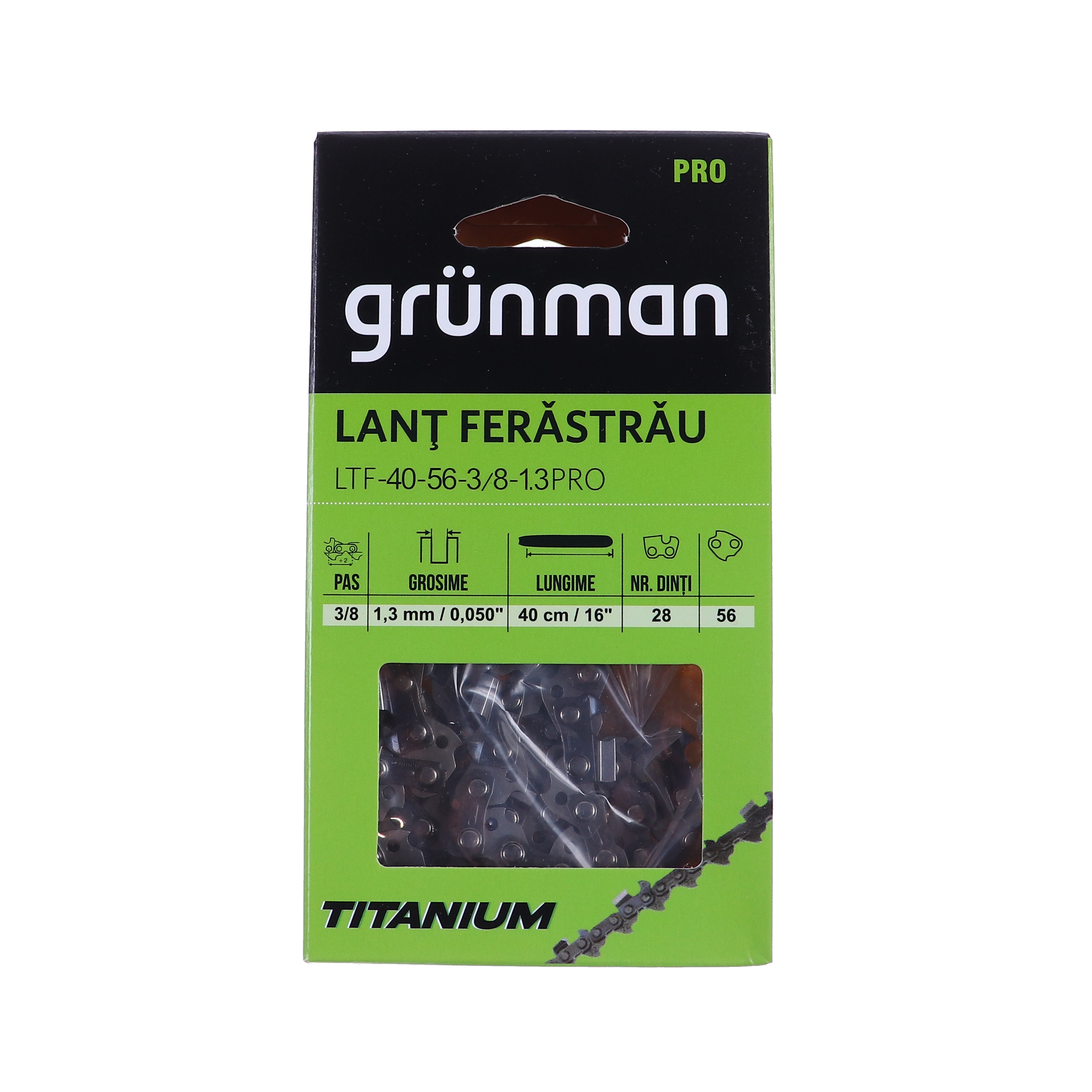 Lant drujba / motofierastrau Grunman, 28 dinti, titan, 40 cm, 3/8, 1.3 mm