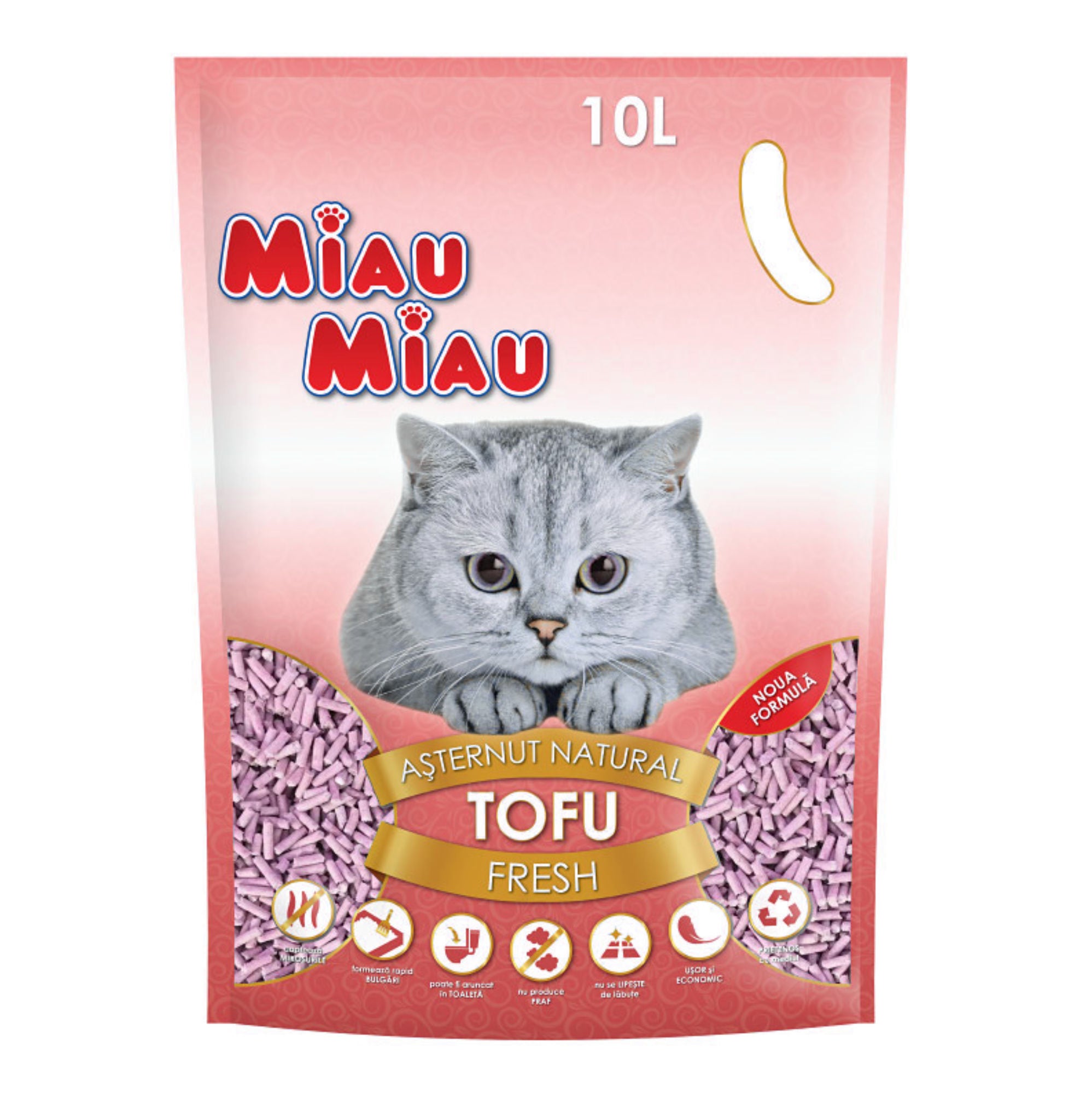 Asternut tofu Fresh, Miau Miau, pentru pisici, 10L