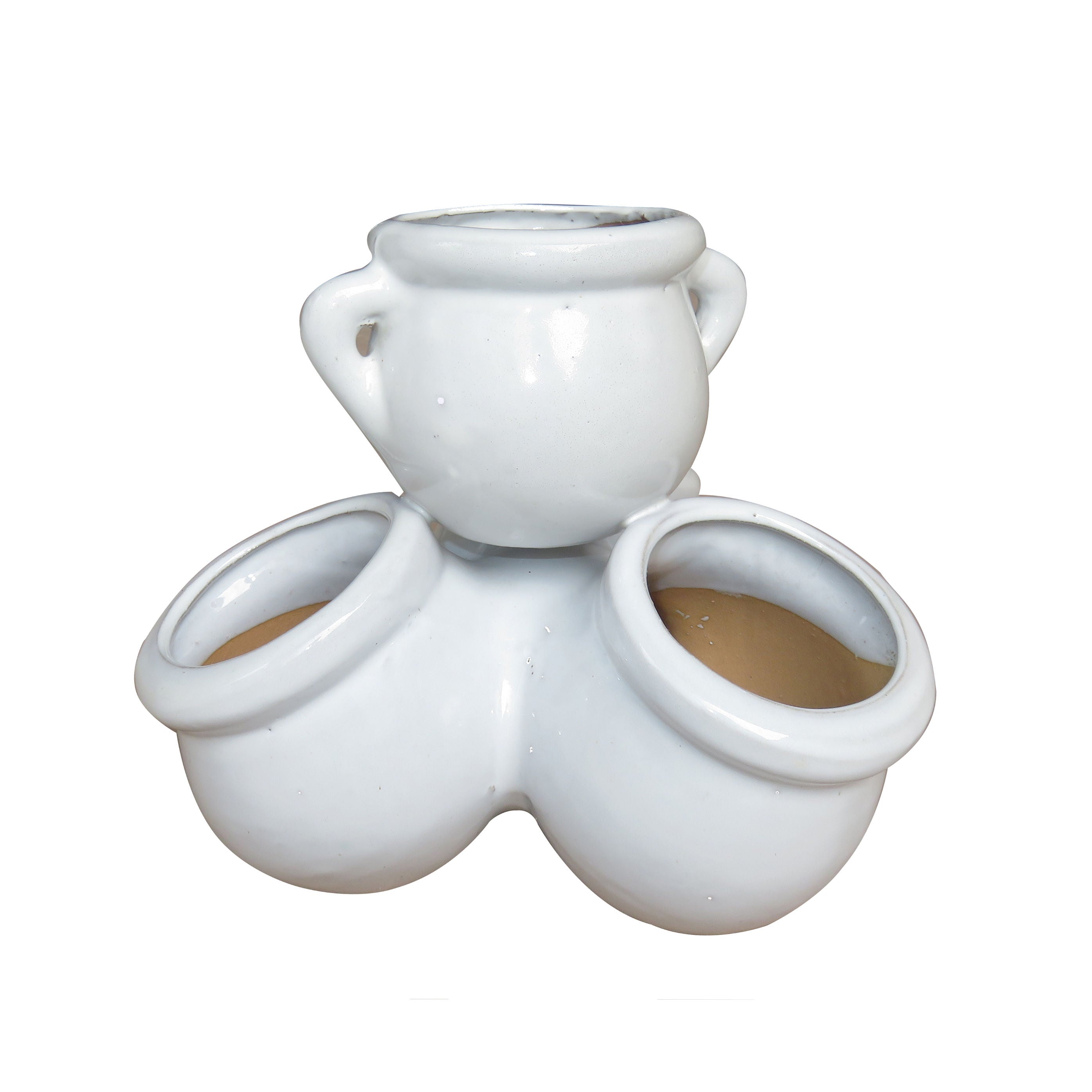 Ghiveci ceramic KP202109-1 White, alb, pentru interior, 26 x 22 cm