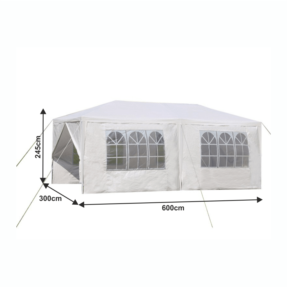 Pavilion gradina Tekno Typ 2, patrat, cadru metalic + polietilena, alb,  300 x 600 x 245 cm