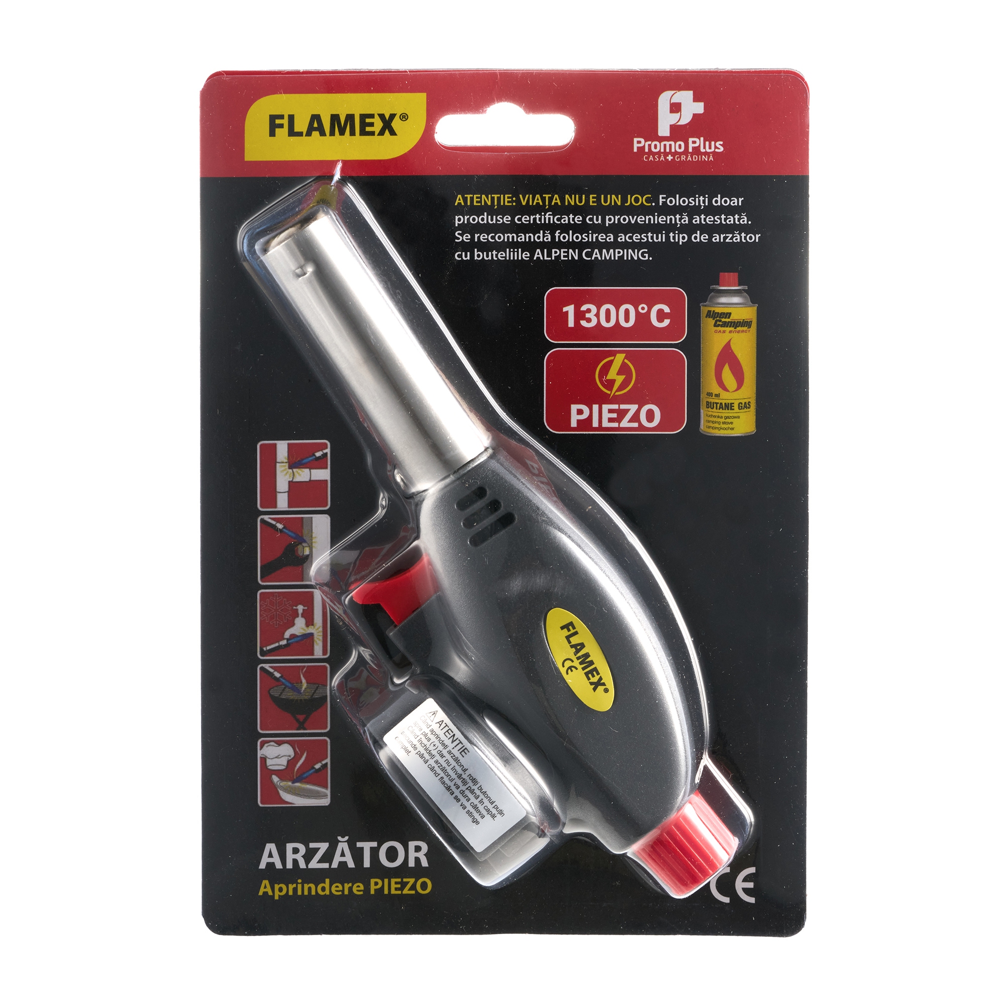 Cap arzator Flamex 227, pentru butelie spray gaz 227 GR, plastic + metal