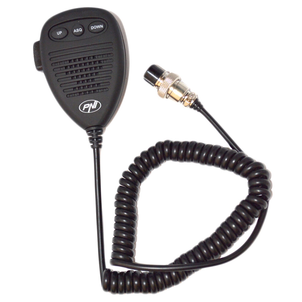 Microfon PNI MK8000 pentru statie radio auto CB PNI Escort HP 8000L / 8001L / 8024 / 9001 Pro / 9500 / 8900, cu 6 pini, buton activare / dezactivare ASQ, lungime cablu 50 cm, 50 x 25 x 75 mm, negru