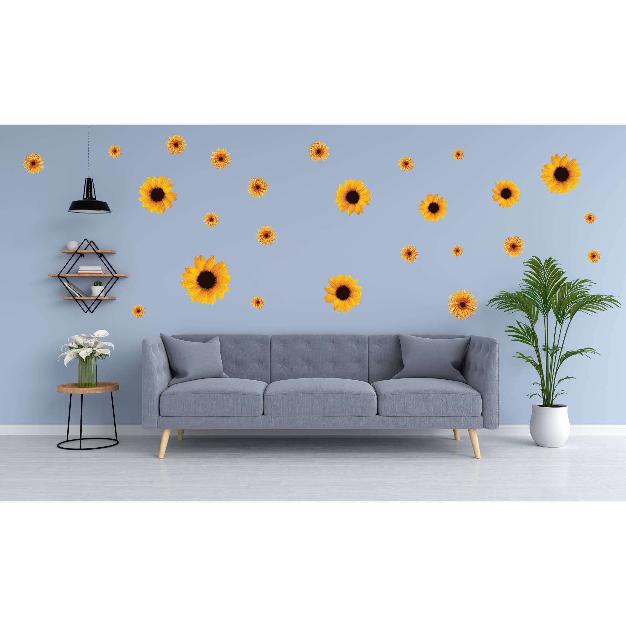 Sticker decorativ perete, living, Floarea soarelui, PT1465, 60 x 90 cm