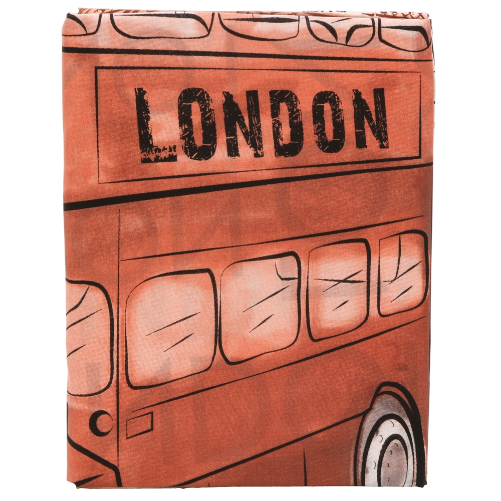 Lenjerie de pat, copii, 1 persoana, London bus, bumbac 100%, 2 piese, multicolor