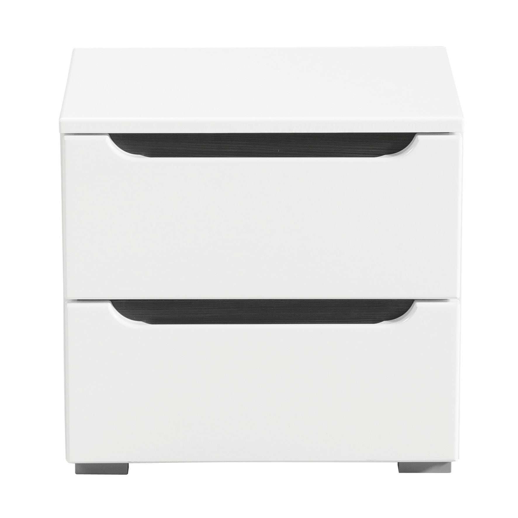 Noptiera Karl NO2F, cu 2 sertare, alb + lemn negru, 44.5 x 42.5 x 33 cm, 1C