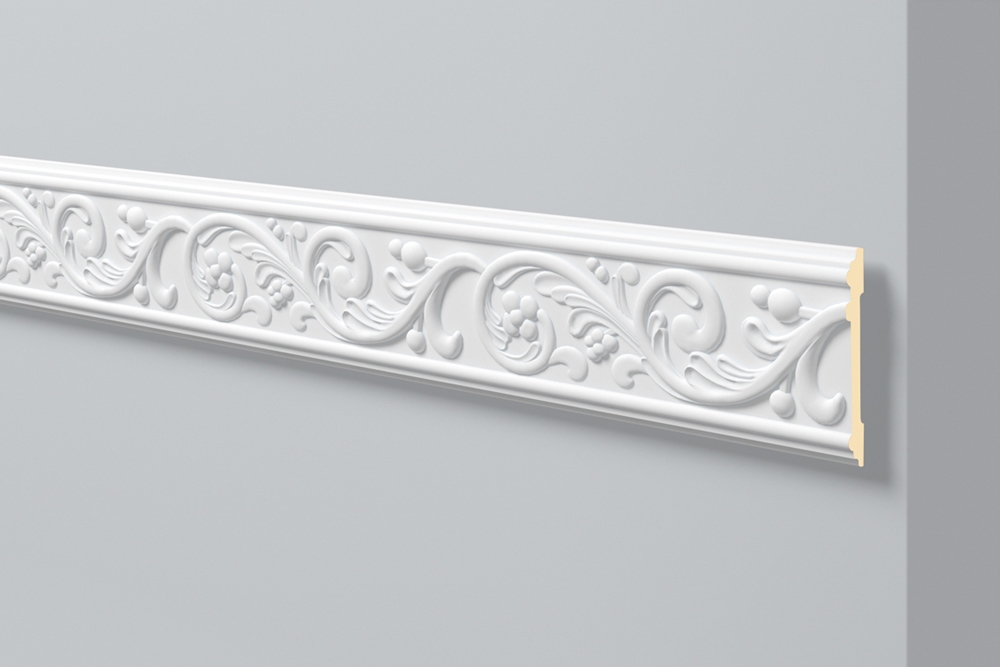 Brau decorativ poliuretan Z12, profesional, alb, 200 x 12.5 x 1.5 cm