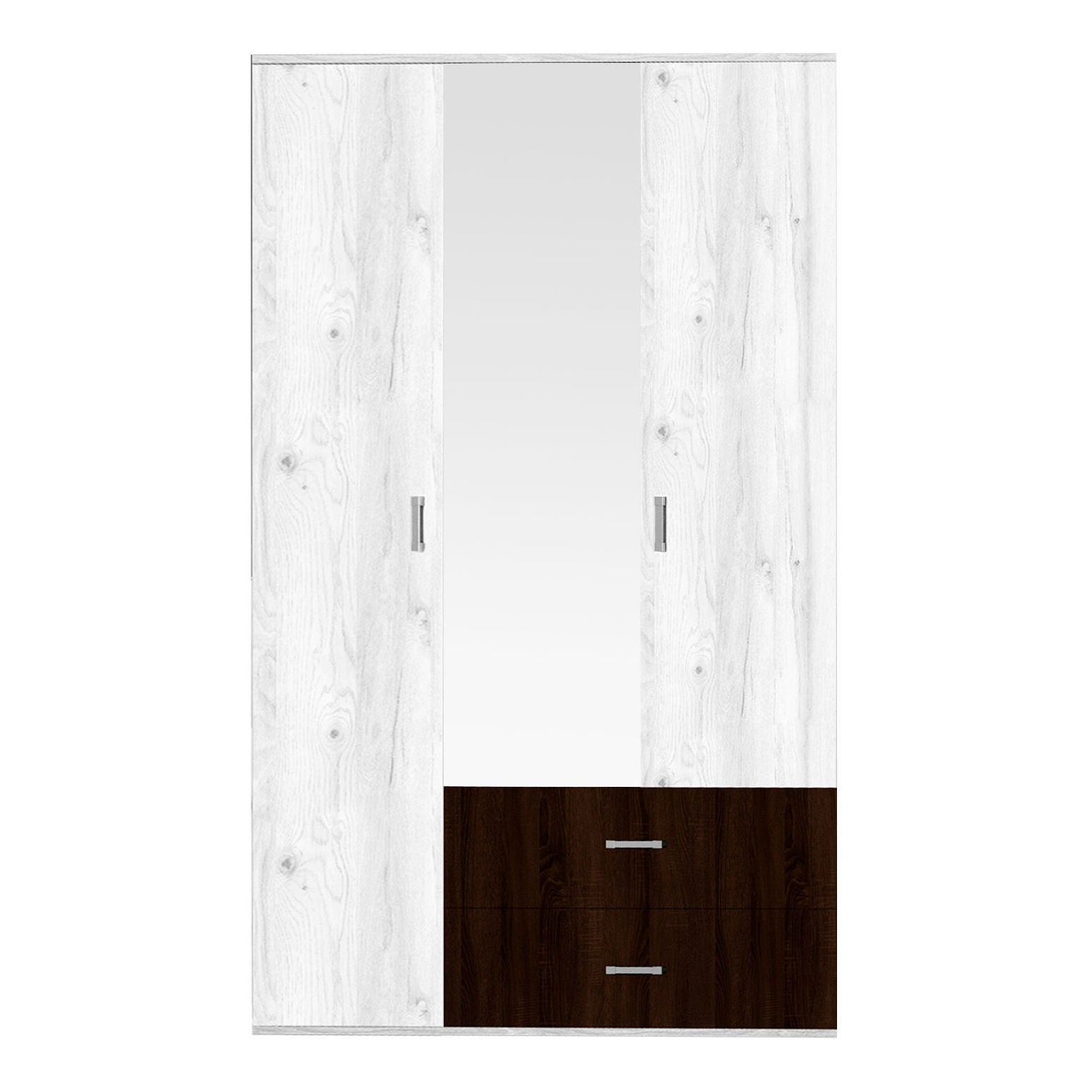 Dulap dormitor Raul, stejar nordic + sonoma dark, 3 usi, cu oglinda, 120 x 52 x 206 cm, 3C