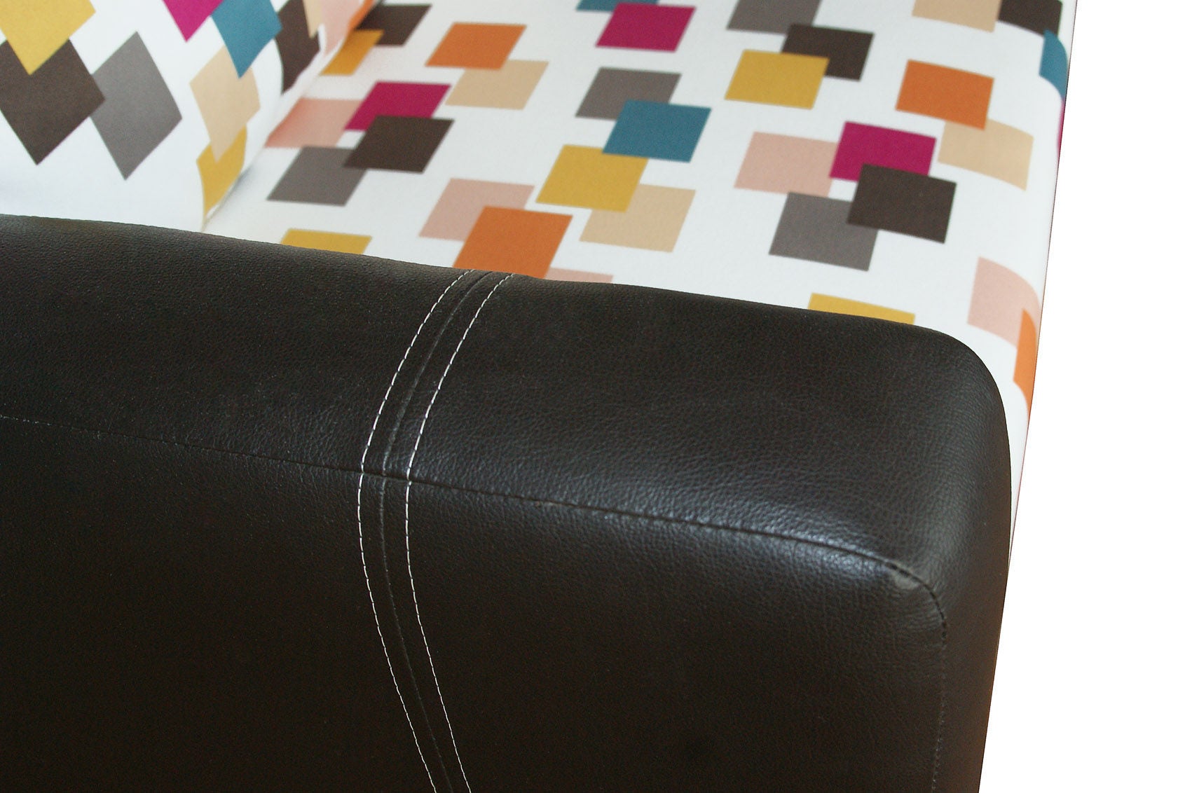 Canapea extensibila 2 locuri Mickey, stanga, cu lada, wenge + multicolor, 142 x 75 x 80 cm, 1C