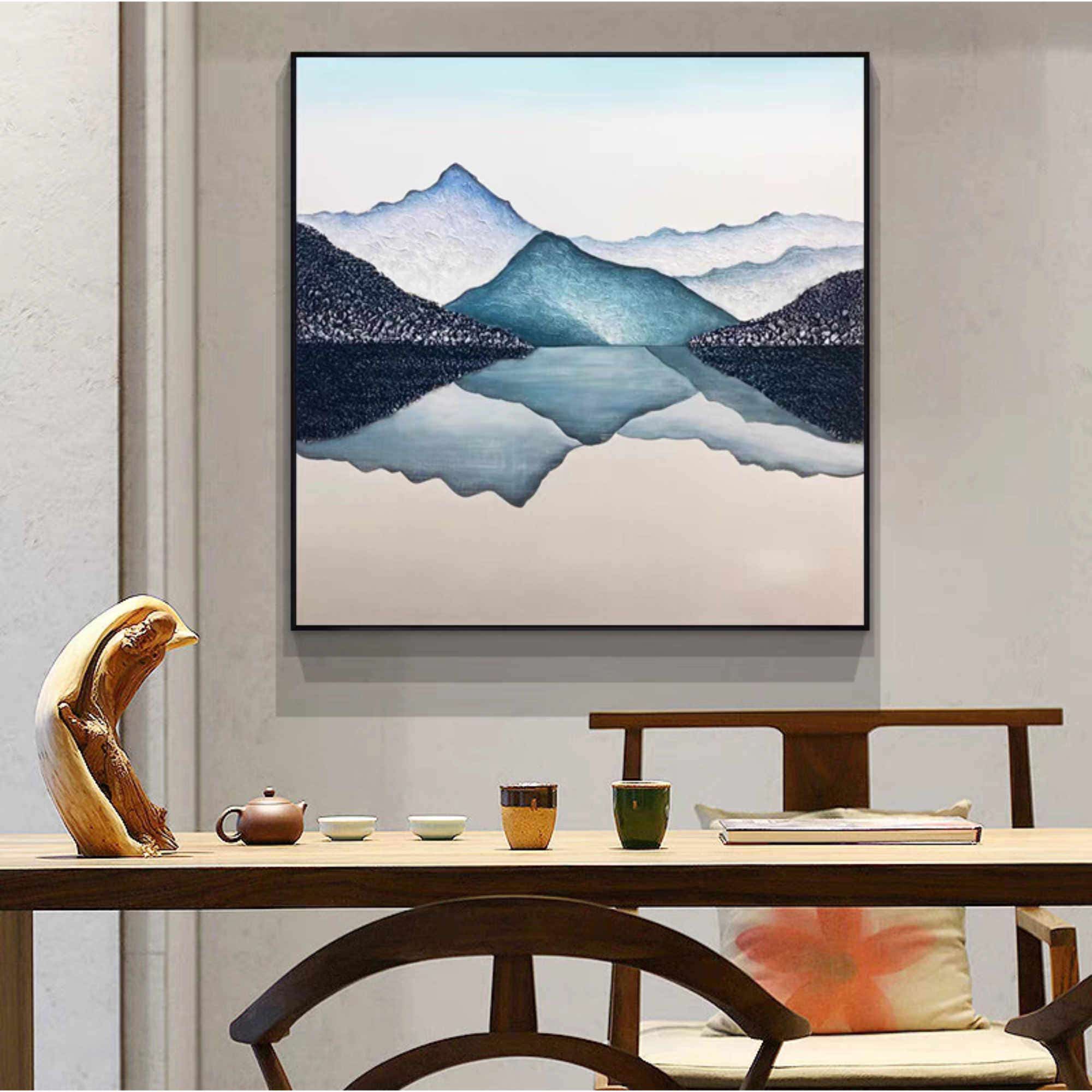 Tablou canvas XM-214338, panza + sasiu lemn de pin, abstract, 70 x 70 cm