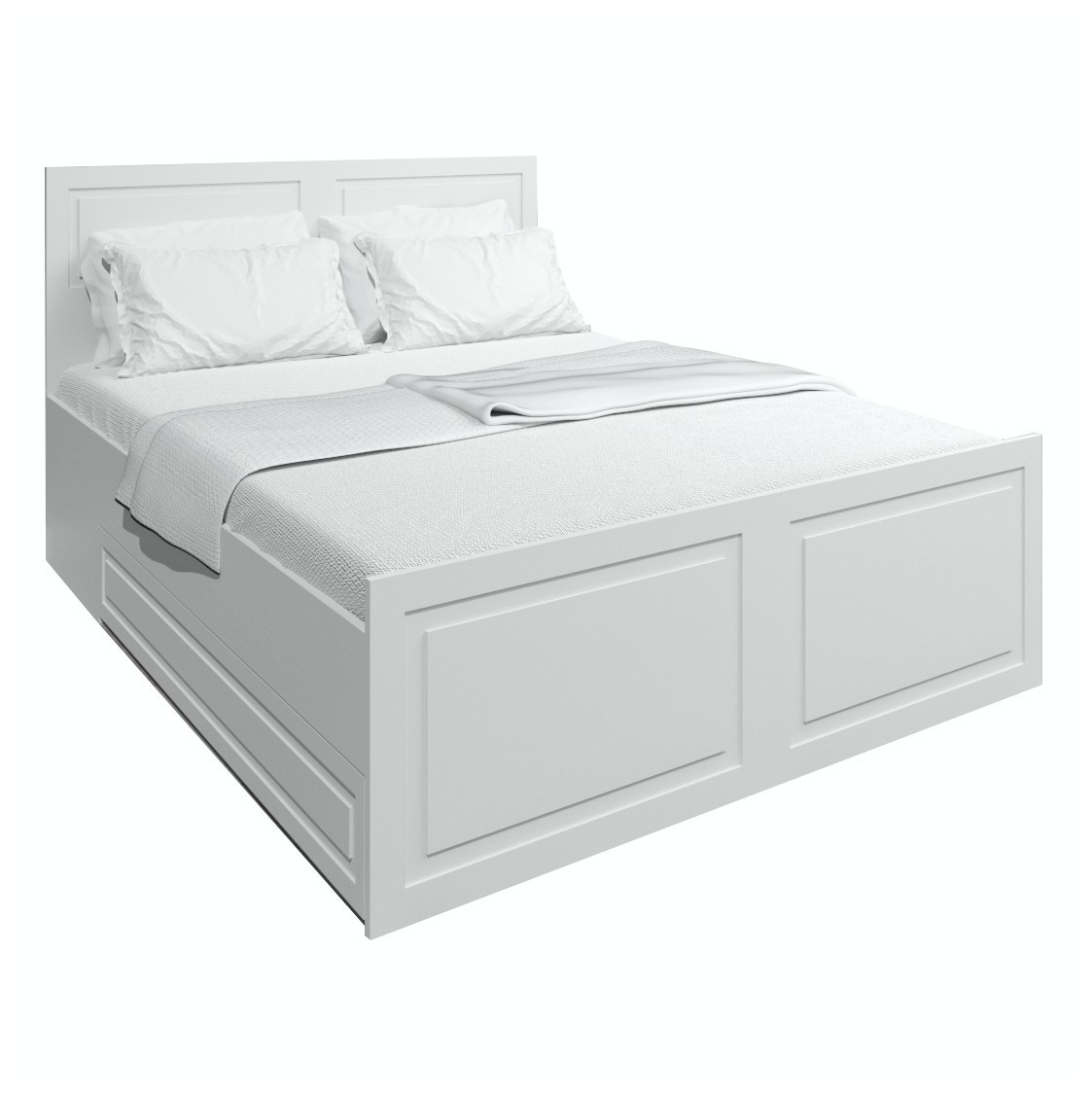 Dormitor complet Roma D4 cu pat 180, alb mat, 6 piese, 12C